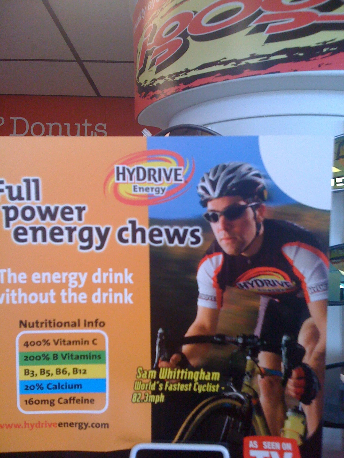 IMG_0640 I took this photo at a gas station in Iowa. Some energy pill. I was thinking maybe Mark Cavendish could use this guy for his leadouts. (He really is the World’s Fastest Cyclist, technically.)