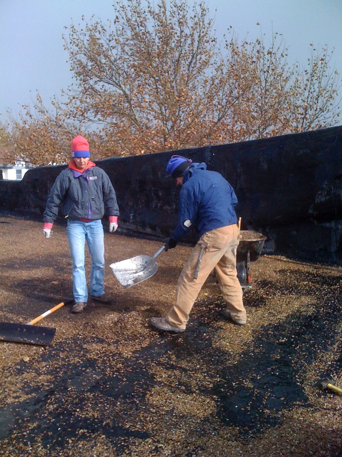 Trudi and Michael removing the rock.
