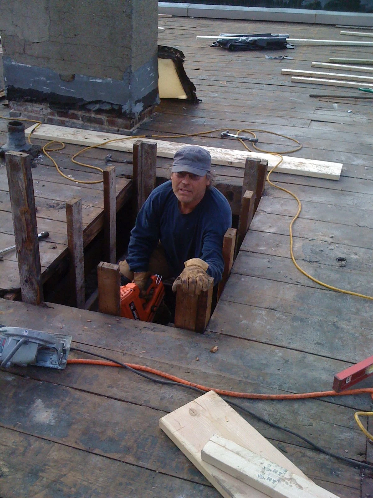 Michael in a skylight.