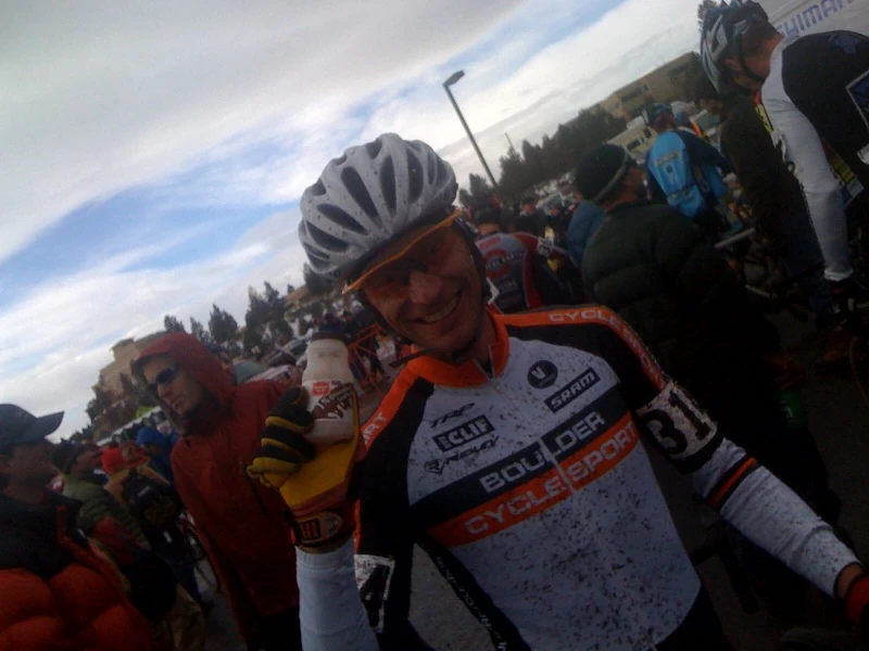 Pete Weber with his chocolate milk after winning his race
