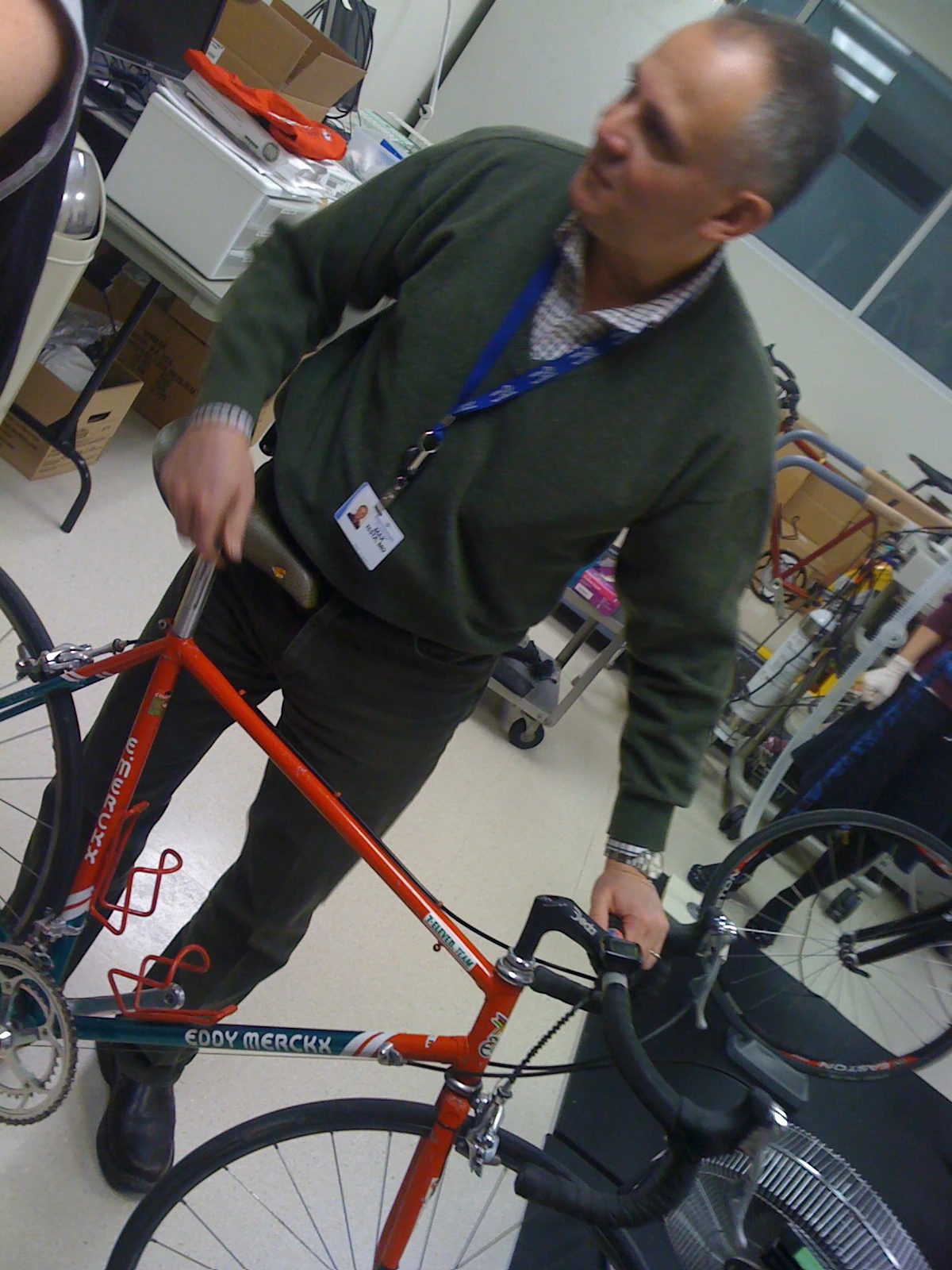 IMG_0846 Max with Jeff Pierce’s Tour stage winning bike.