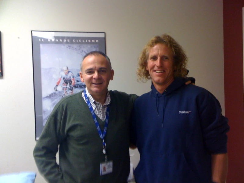 photo-6 Max and I in front of a signed Andy Hampsten poster.