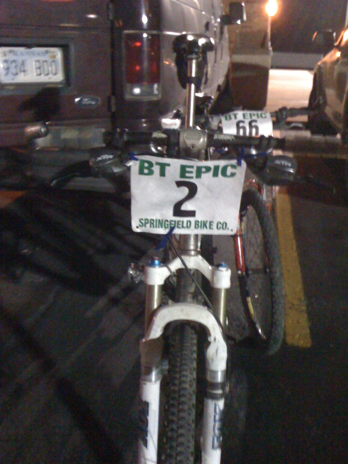 Titanium and carbon fiber, but it still weighs 10 lbs more than my road bike.