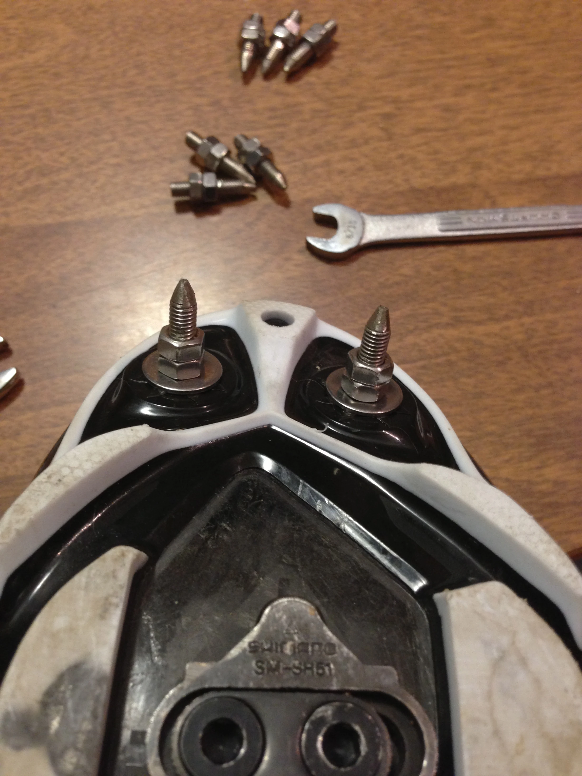 I settled on stainless steel bolts sharpened on the grinder.