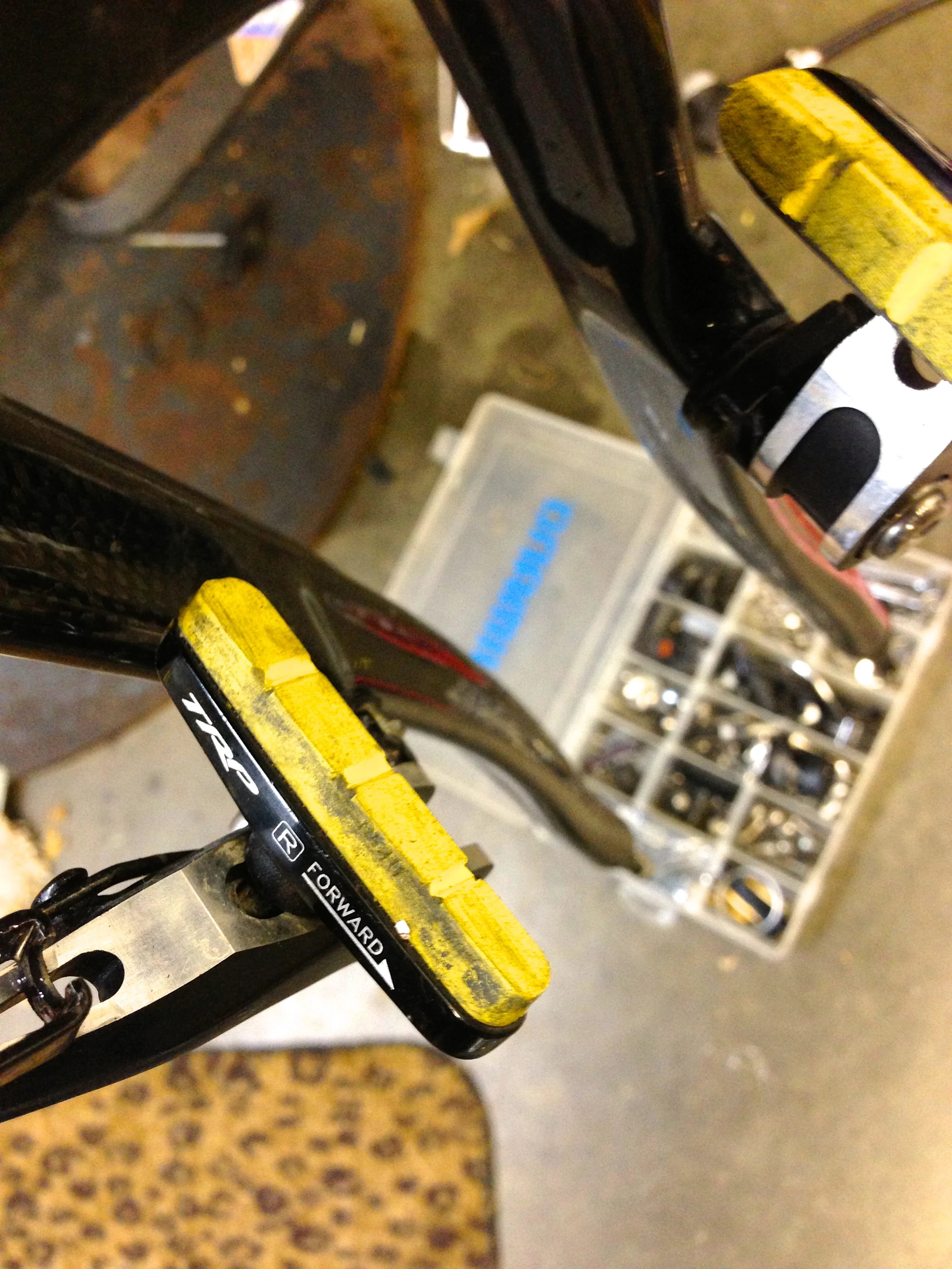 This is after taking just a bit of rubber off. I cut new slots in the pads if they are worn past them.