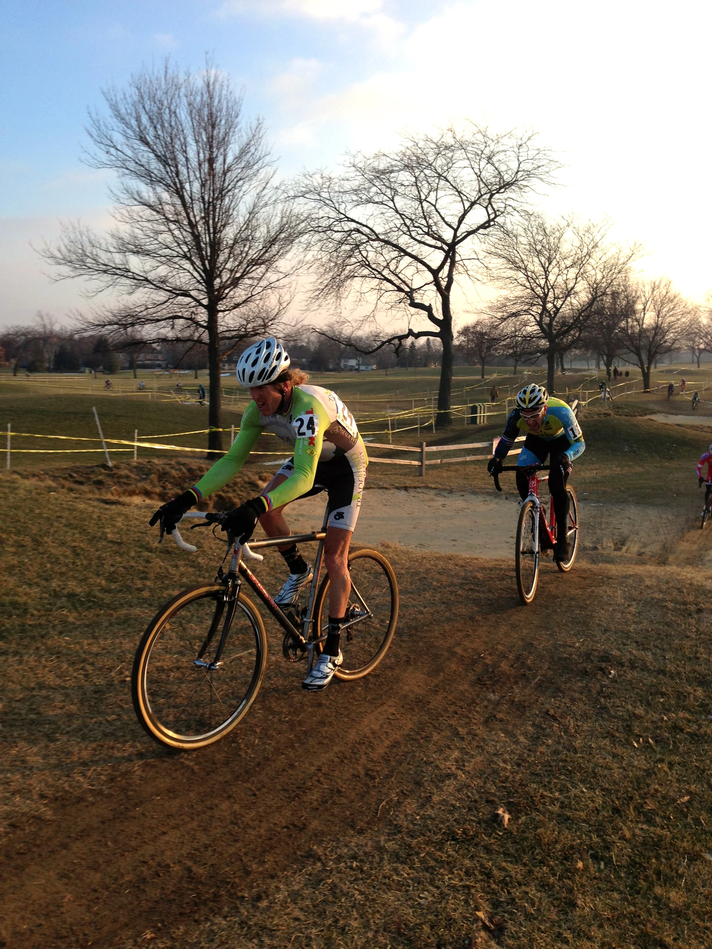 Leaving the sandpit with 3 to go with Adam Myerson.