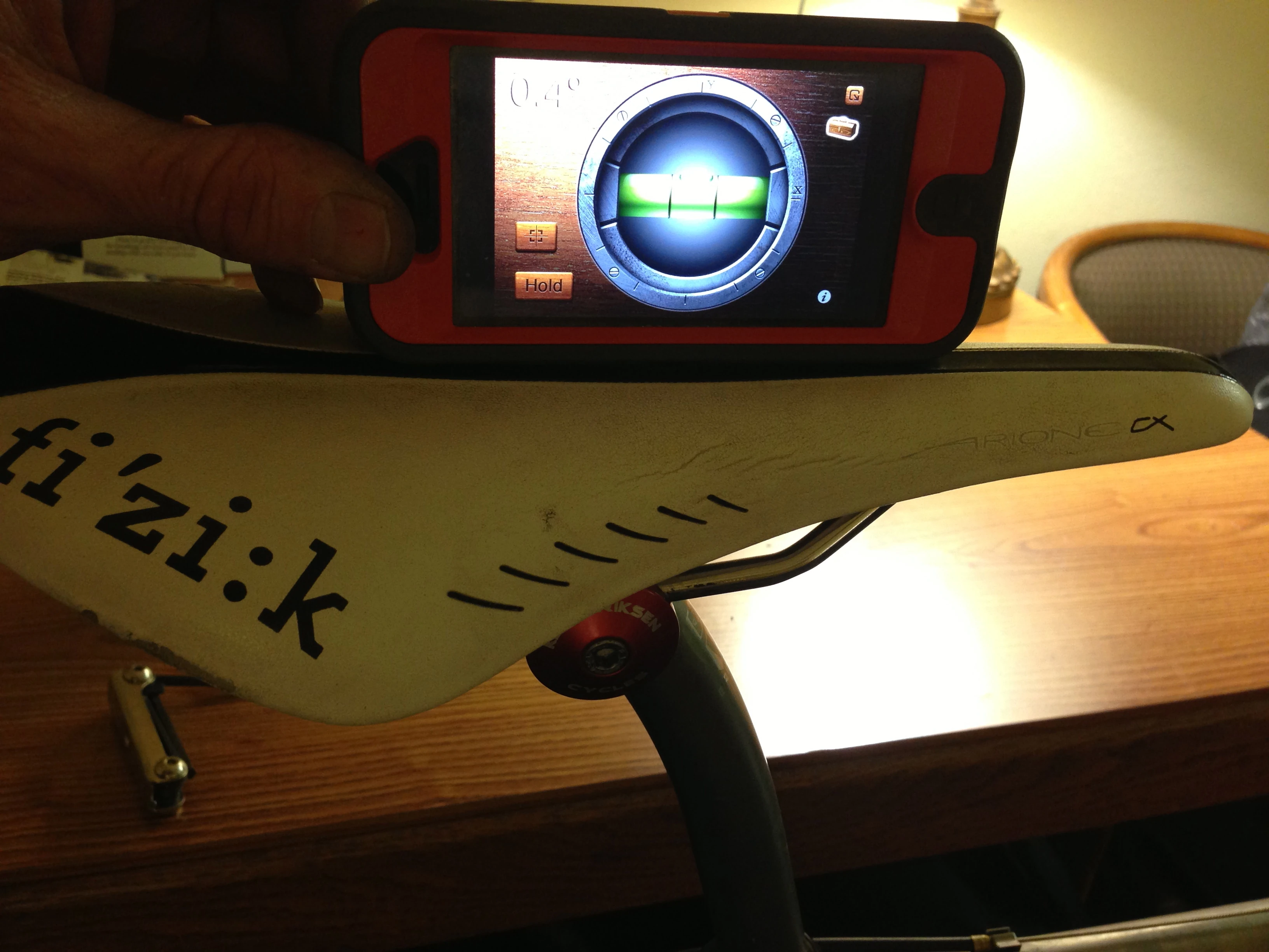 I was trying to level my seat and Trudi gave me her iphone. She has an app installed that is a level. It wasn&rsquo;t really long enough, but it was kind of fun anyway.