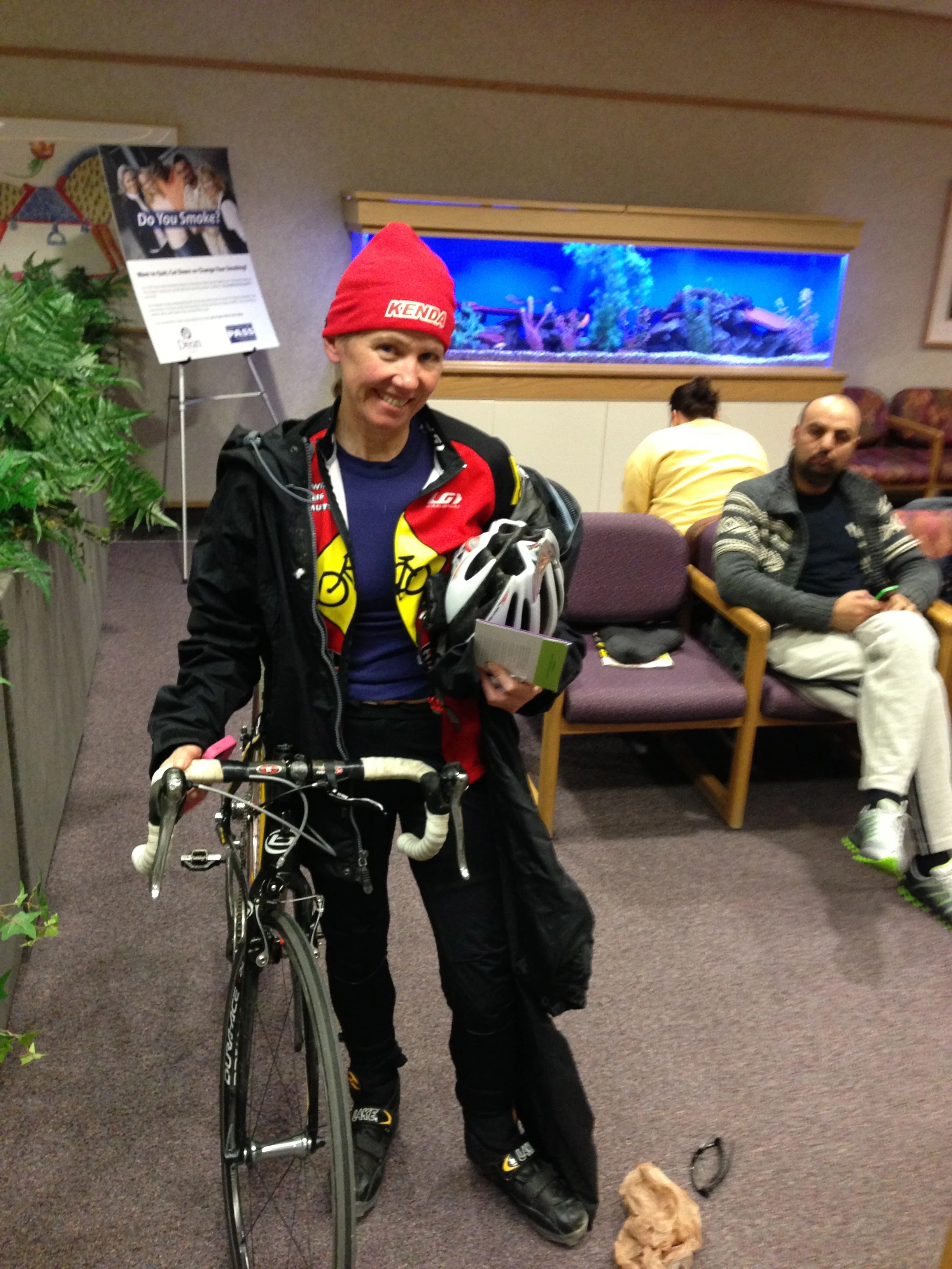 Catherine rode herself over to the emergency medical place this morning.