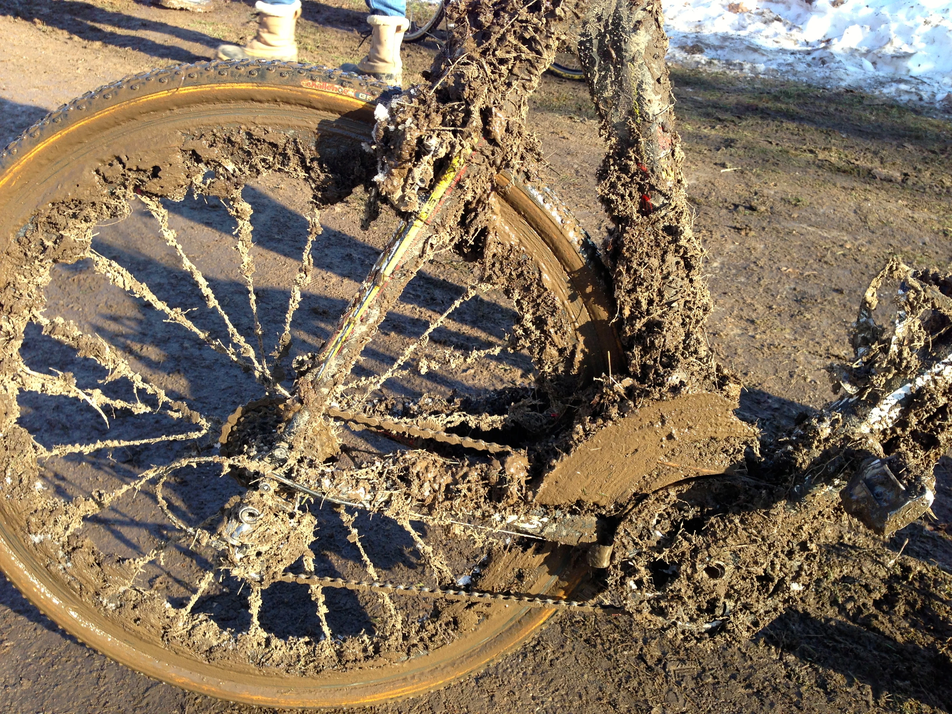 I&rsquo;m not sure I&rsquo;ve seen more mud on a cross bike before. 