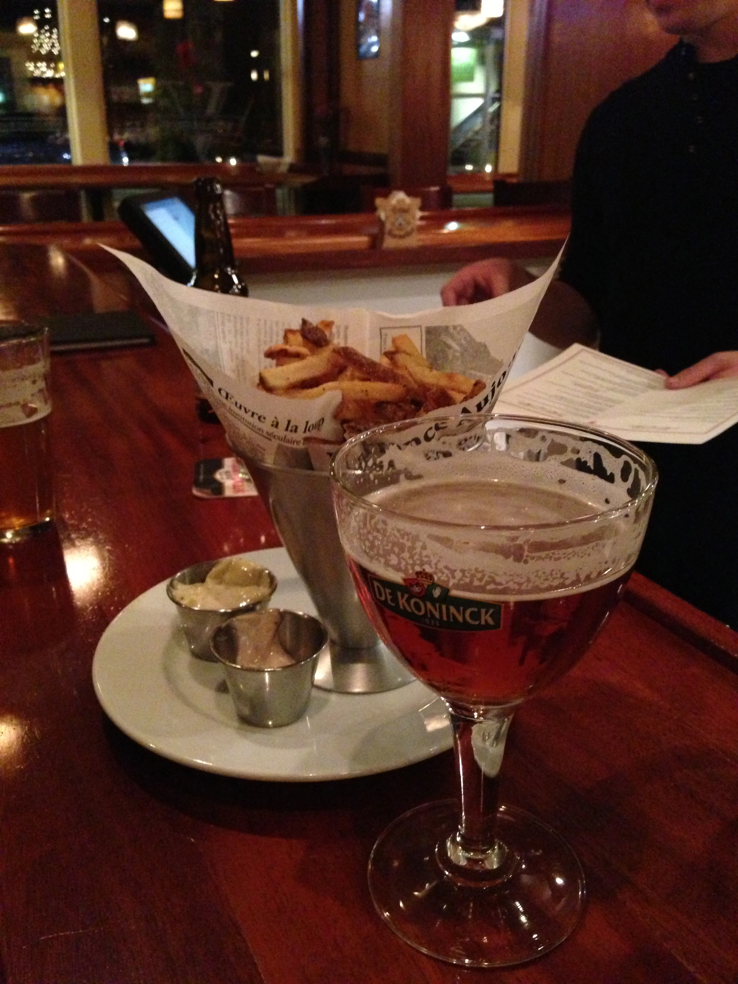 We had frites and Belgian beer before dinner.