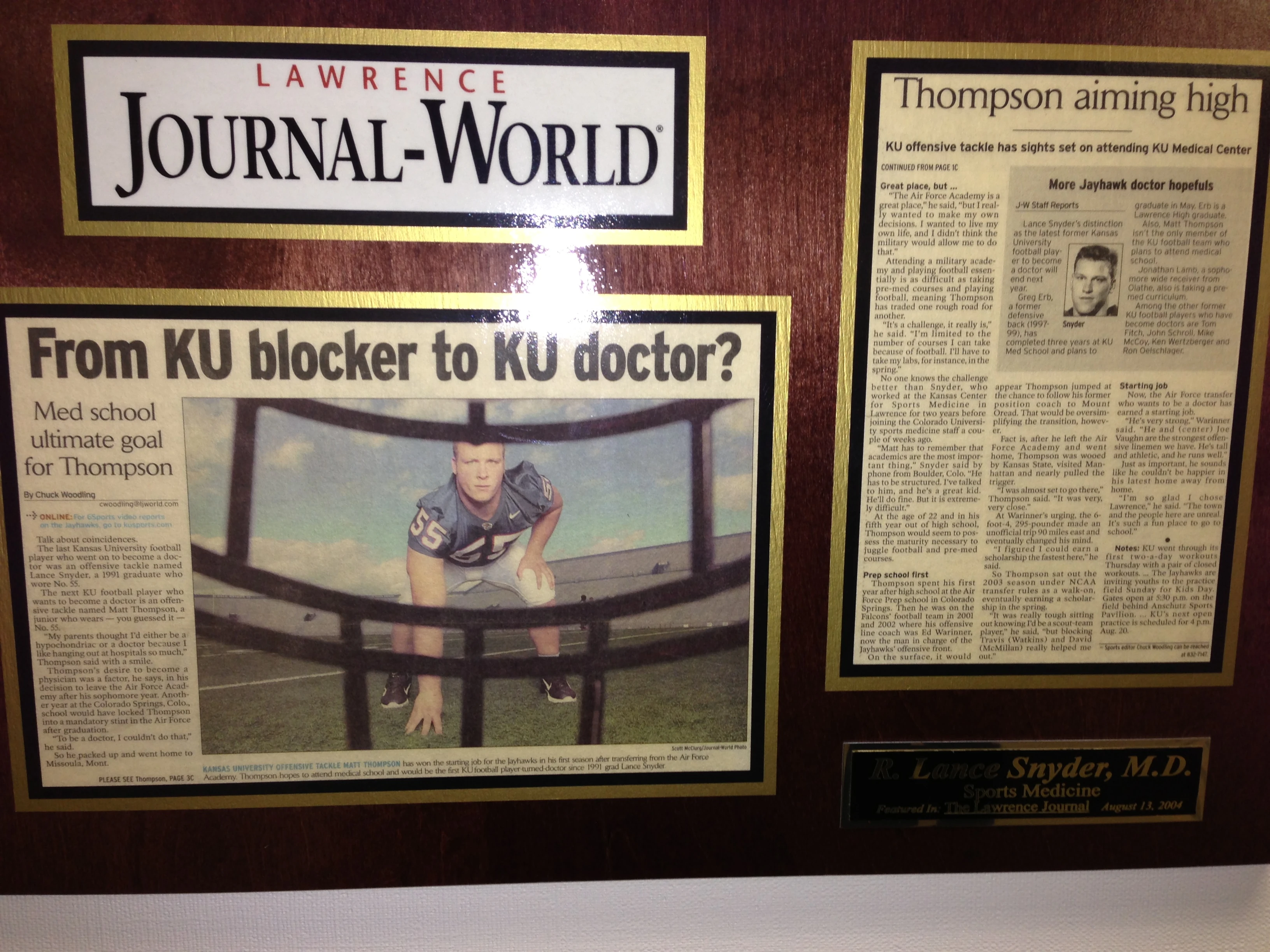 Lance Synder played for KU also and treated the teams.