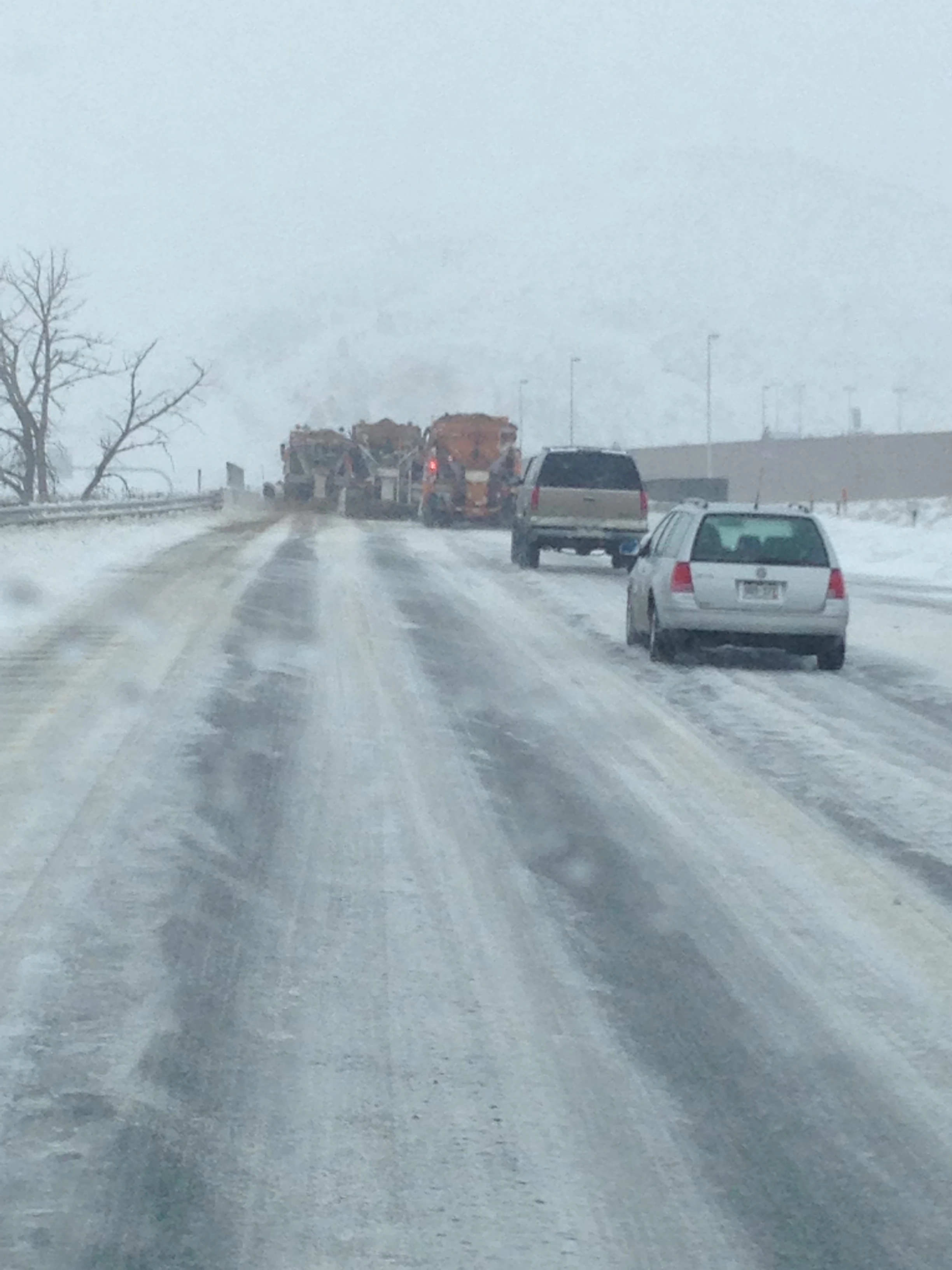 Just at Floyd Hill, I got stuck behind three plows moving in tandem. 