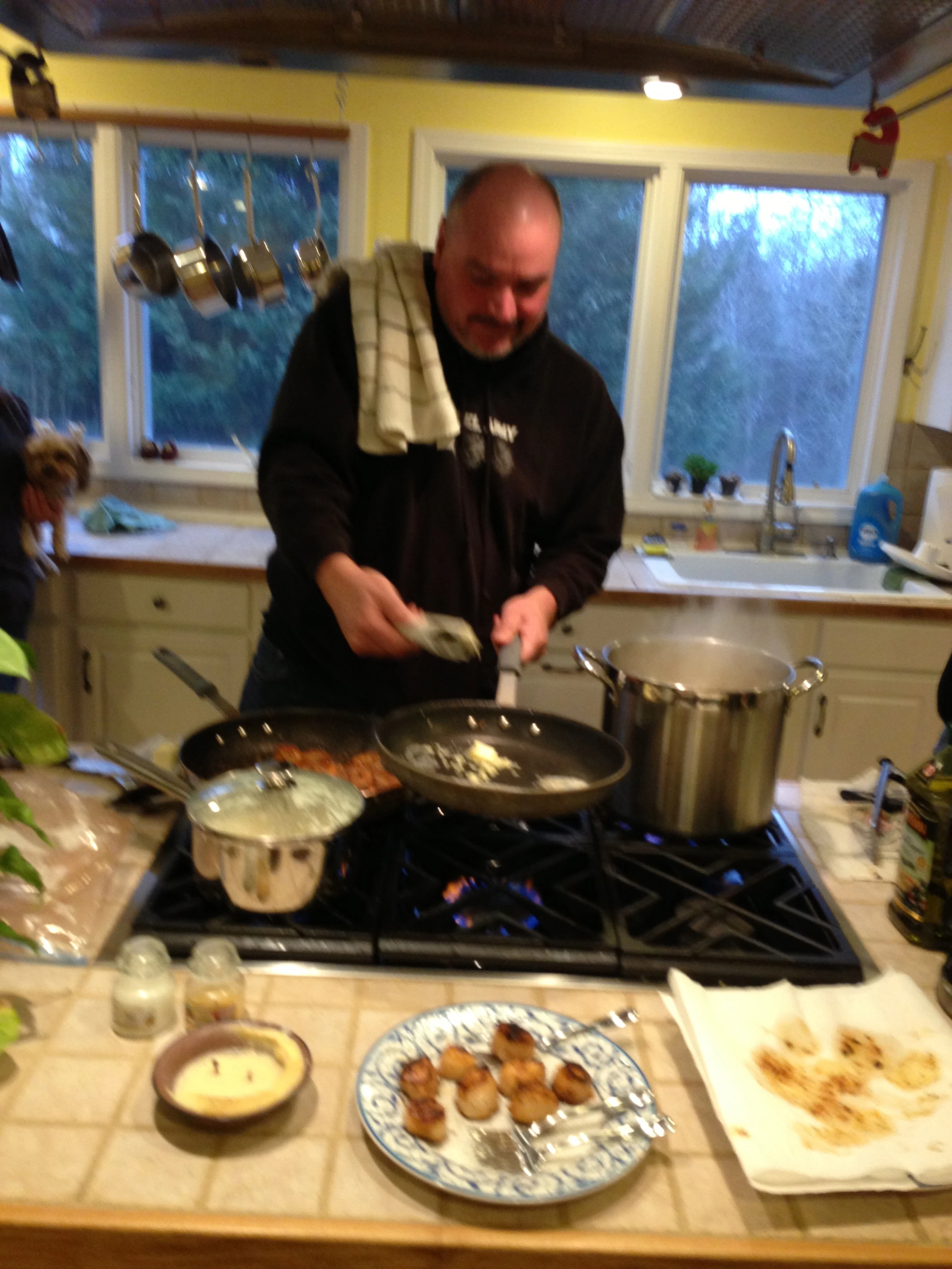 Here&rsquo;s pretty much the position that Don Walker was in the last 3 hours I was with him. He cooked up a super great shrimp pasta dinner and then made incredible omelets on Saturday morning.