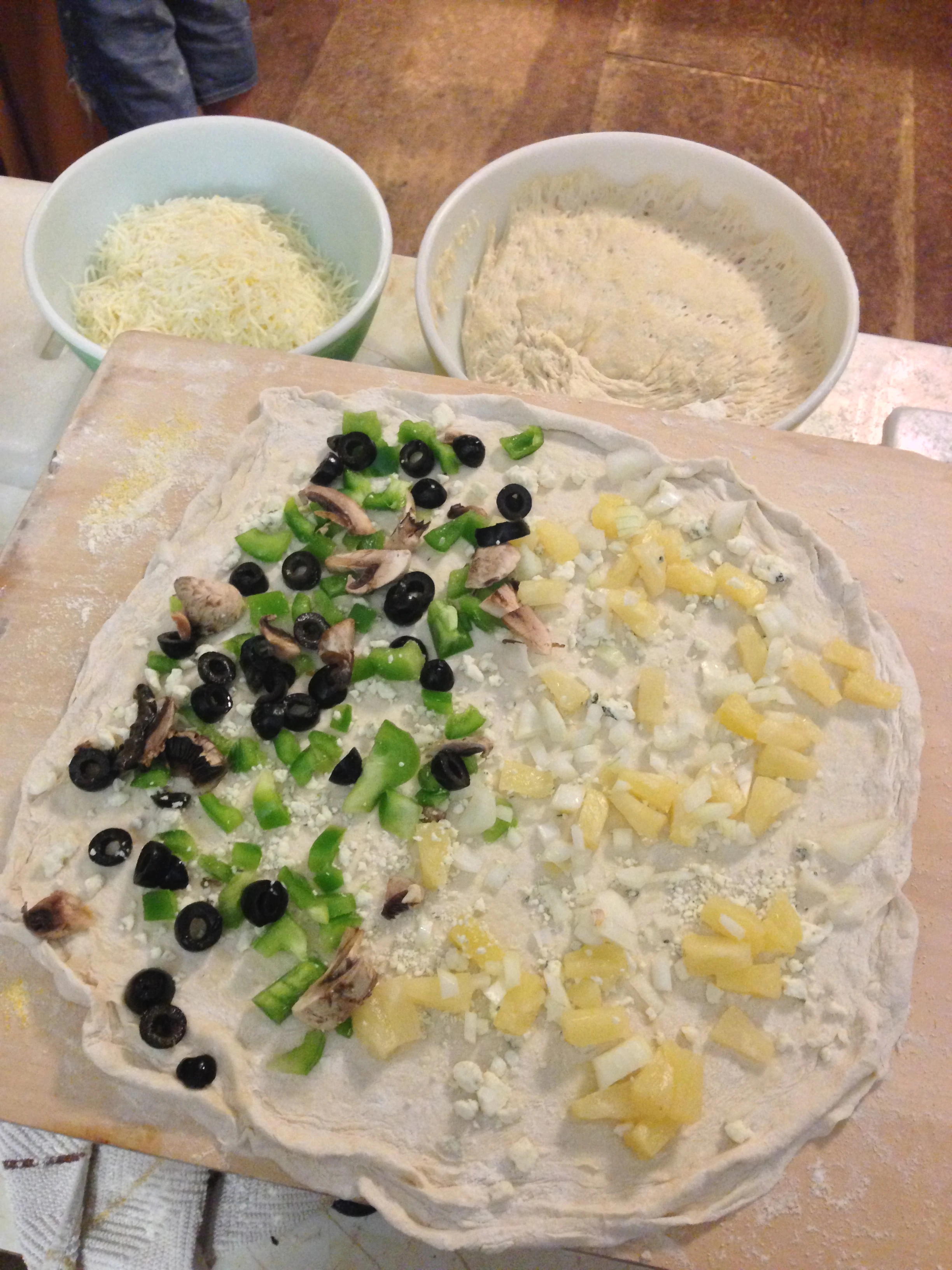 A bunch of people came over for the game last night and I made pizza.