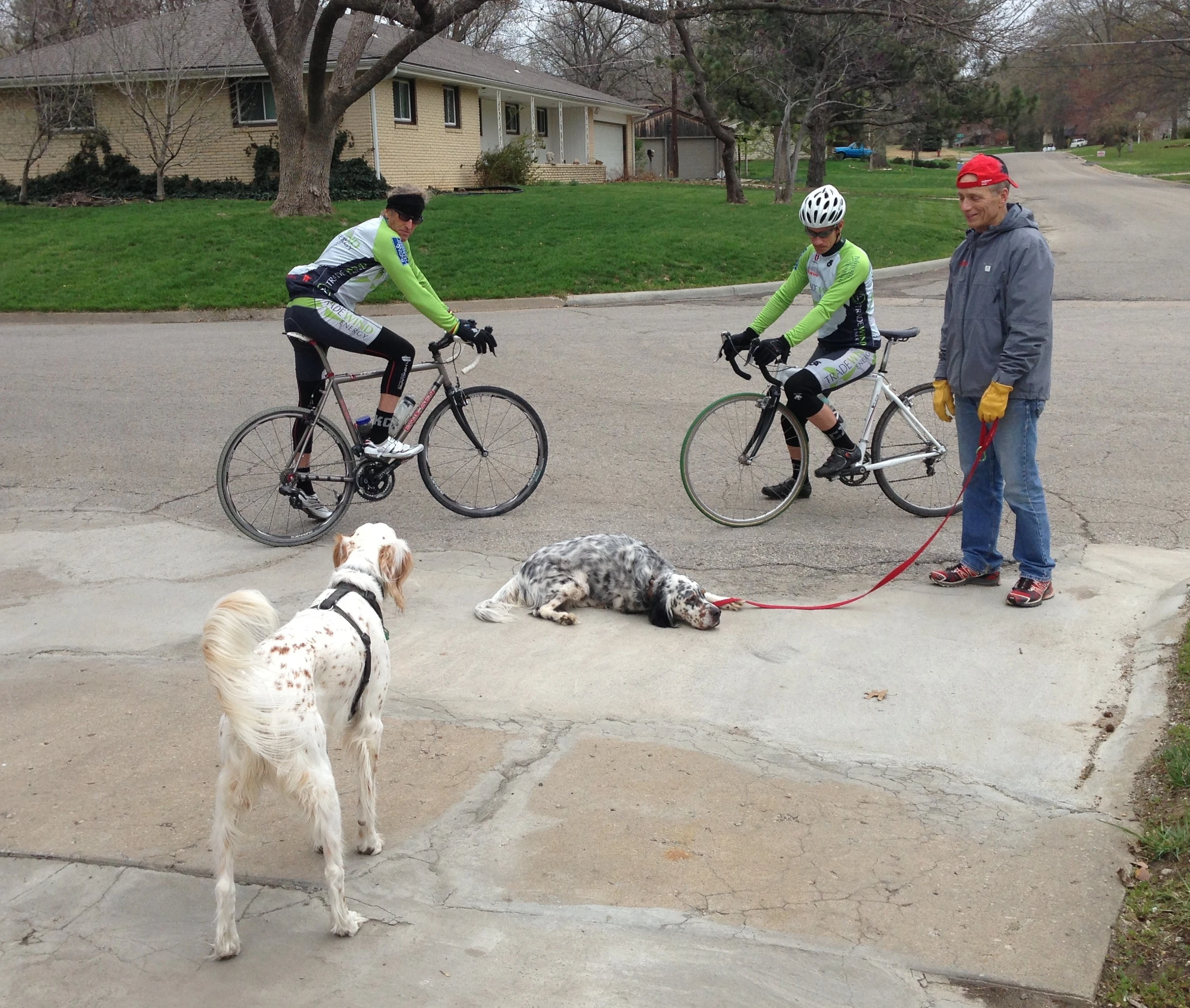 Bill and I just heading out to ride to Lawrence on gravel. Bromont was up for it, but Hawkeye was done from walking. I found out my shoulder isn&rsquo;t up for gravel riding yet.