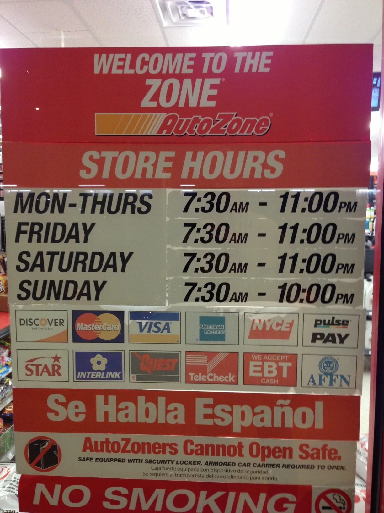 All the store here seem to be open a couple hours longer than in Kansas. It seems strange, but convenient. 