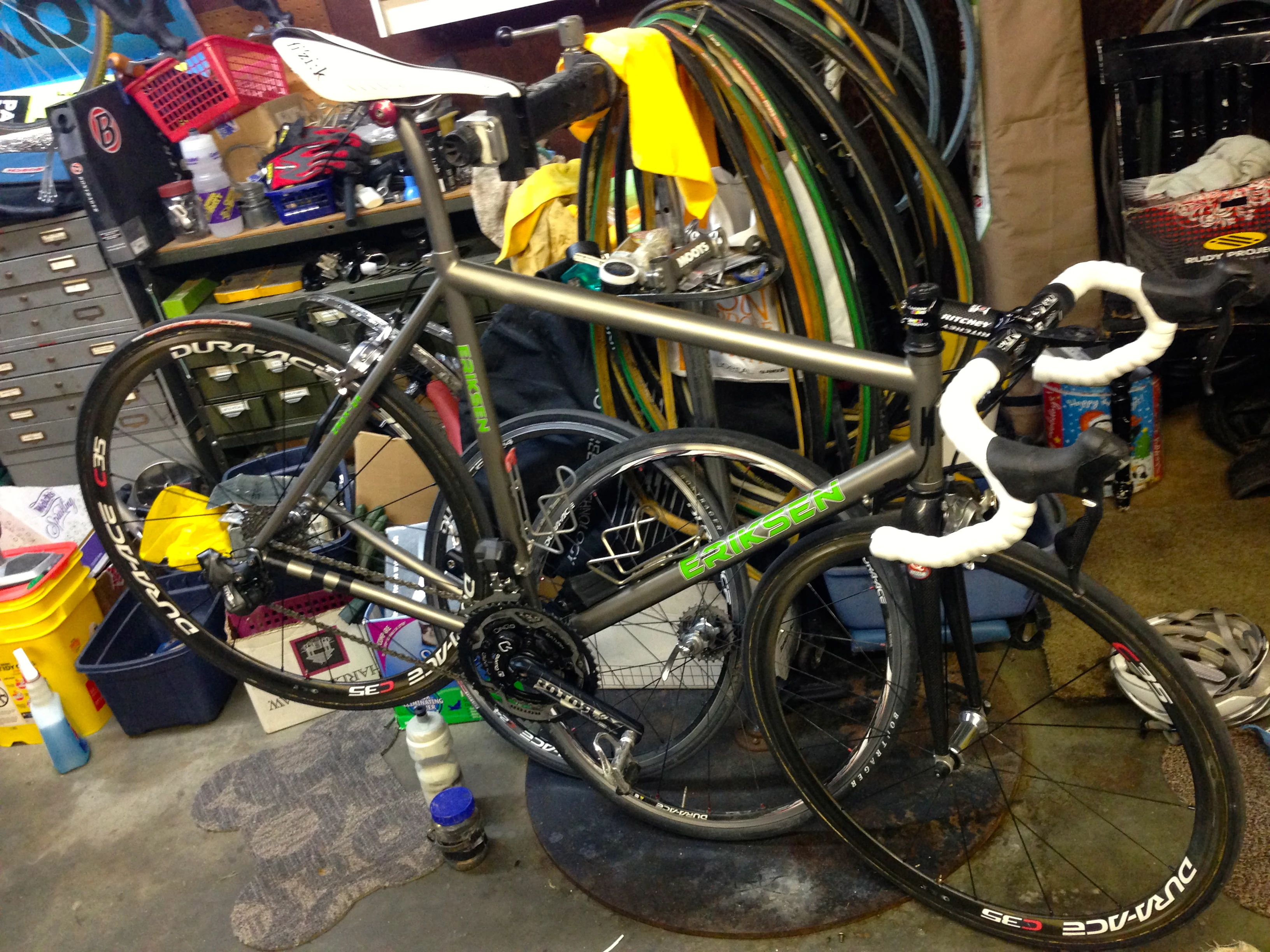 I put a road bike together this afternoon. It seemed to take forever. I had to take a bunch of parts off one of my cross bikes. I hate doing that.