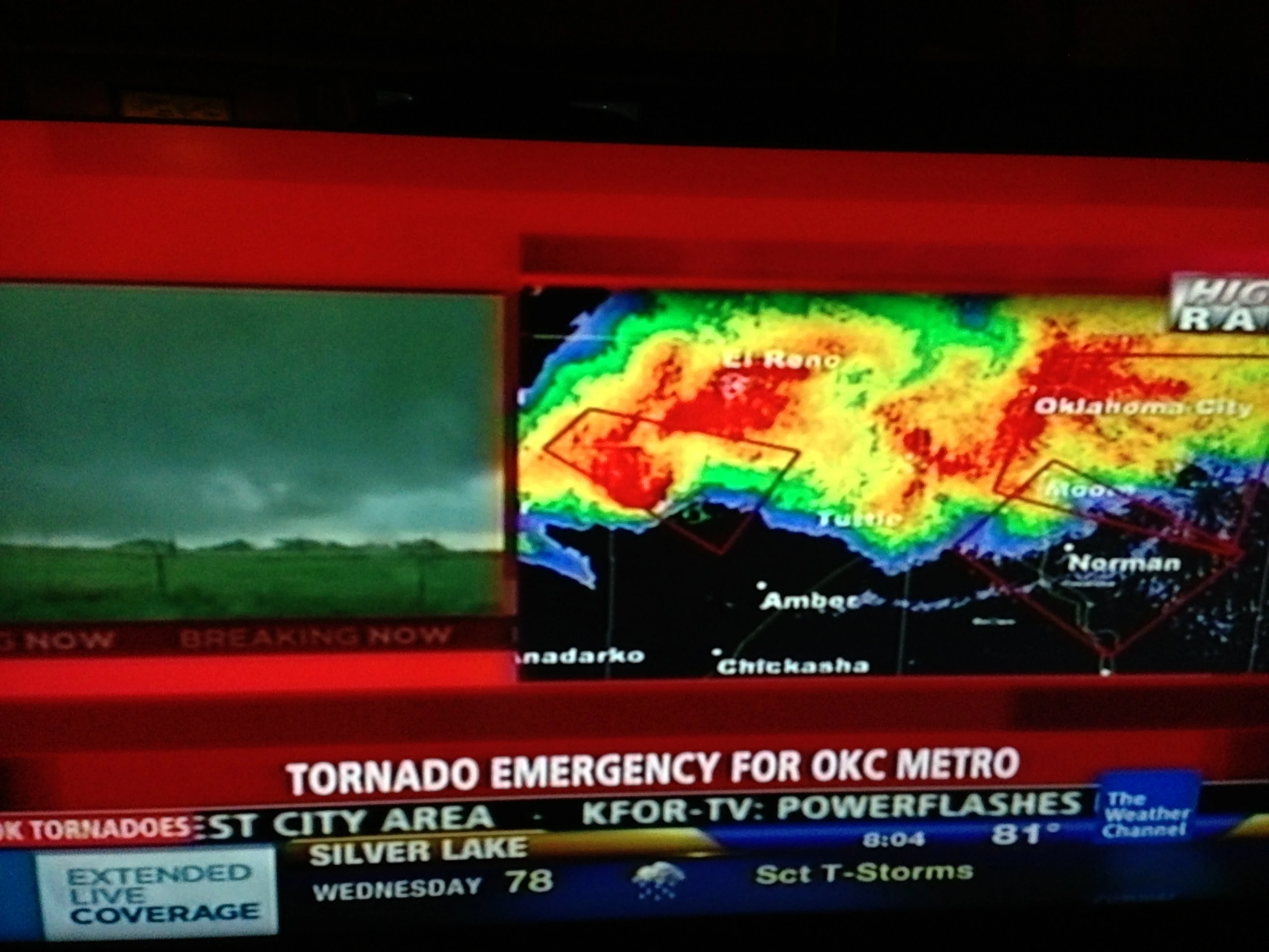 This is the radar over OKC most of the even/night yesterday.