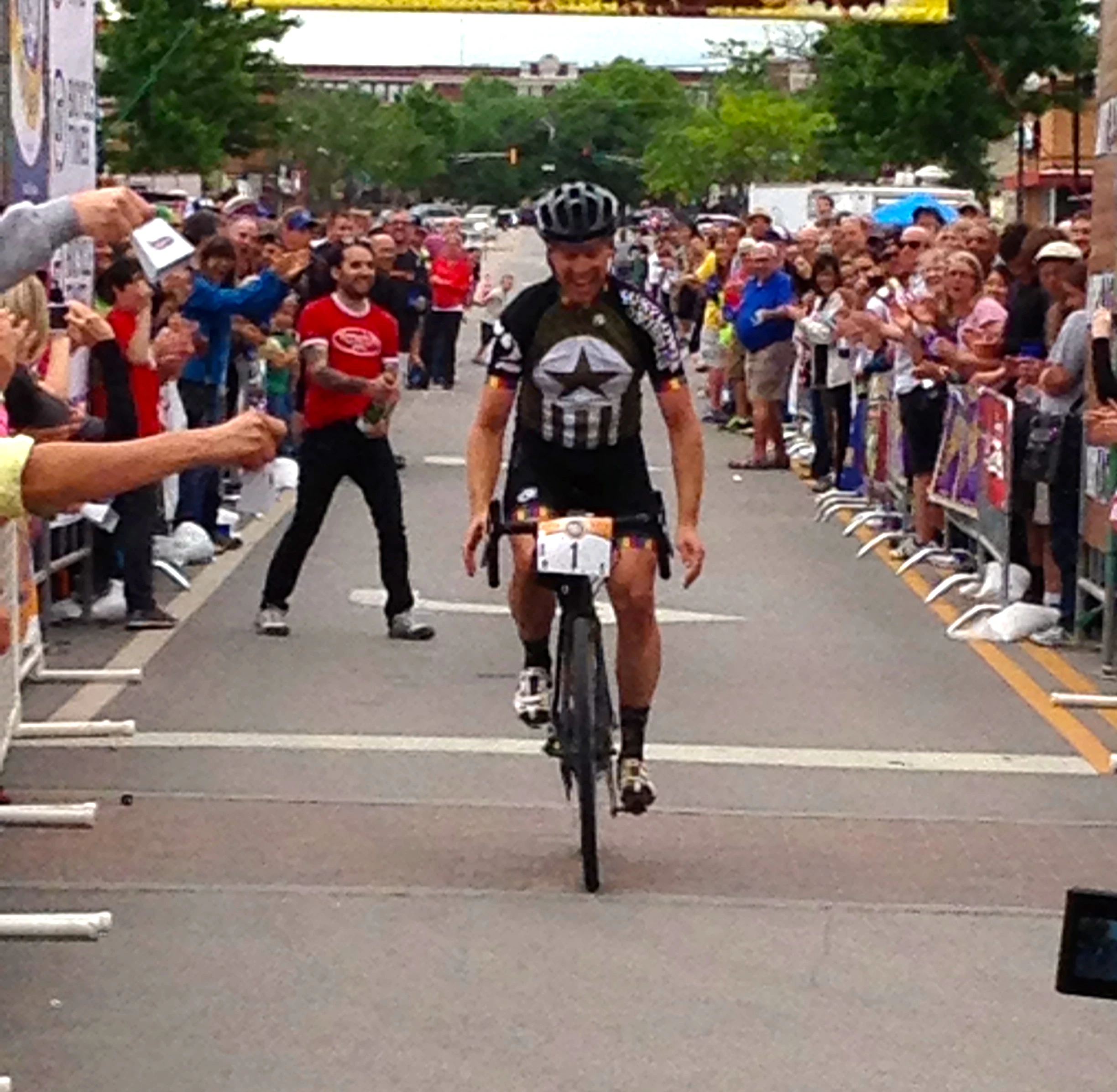 Dan rolling across the line after 12 hours.