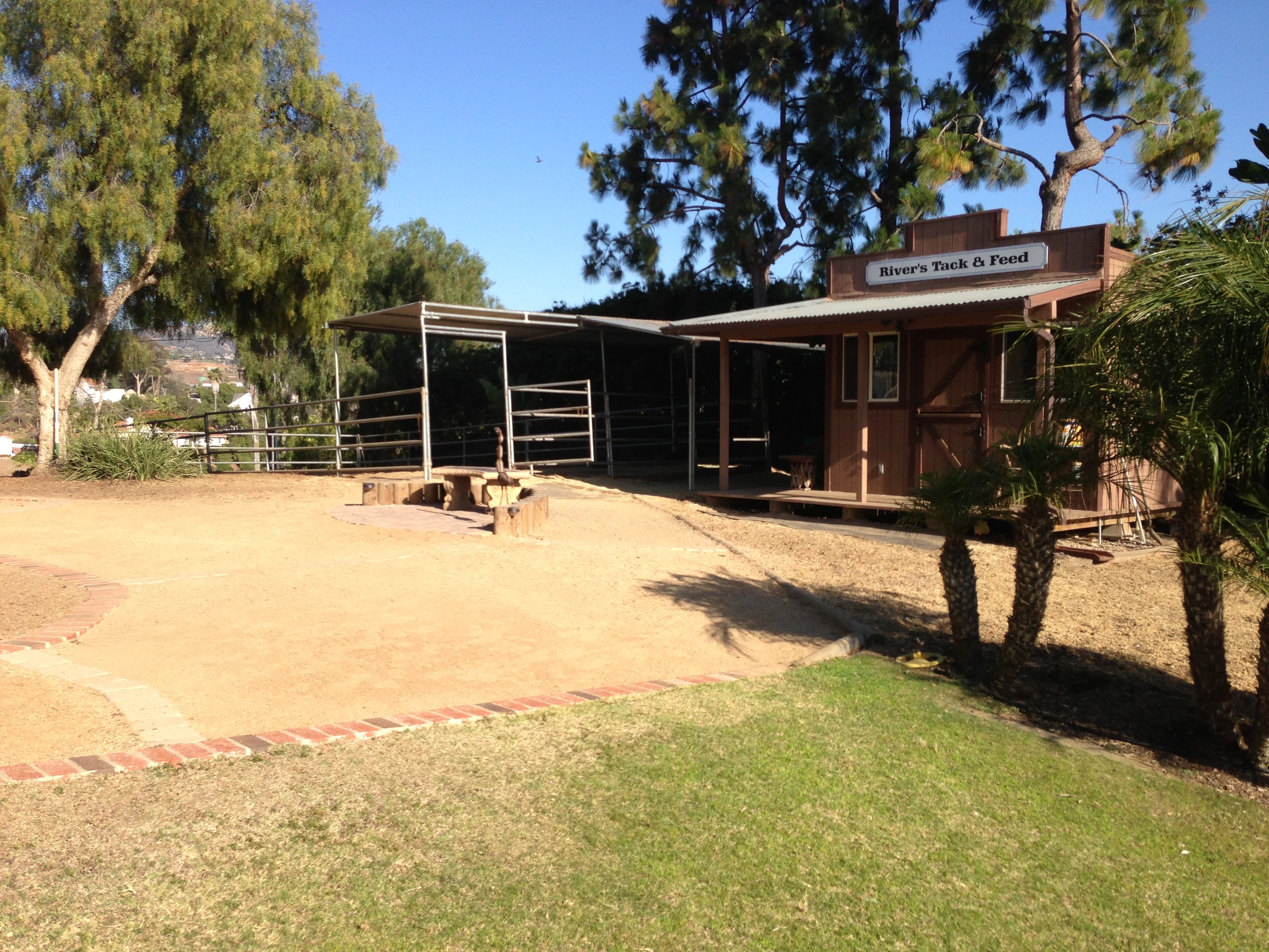 And a horse barn, with horses.