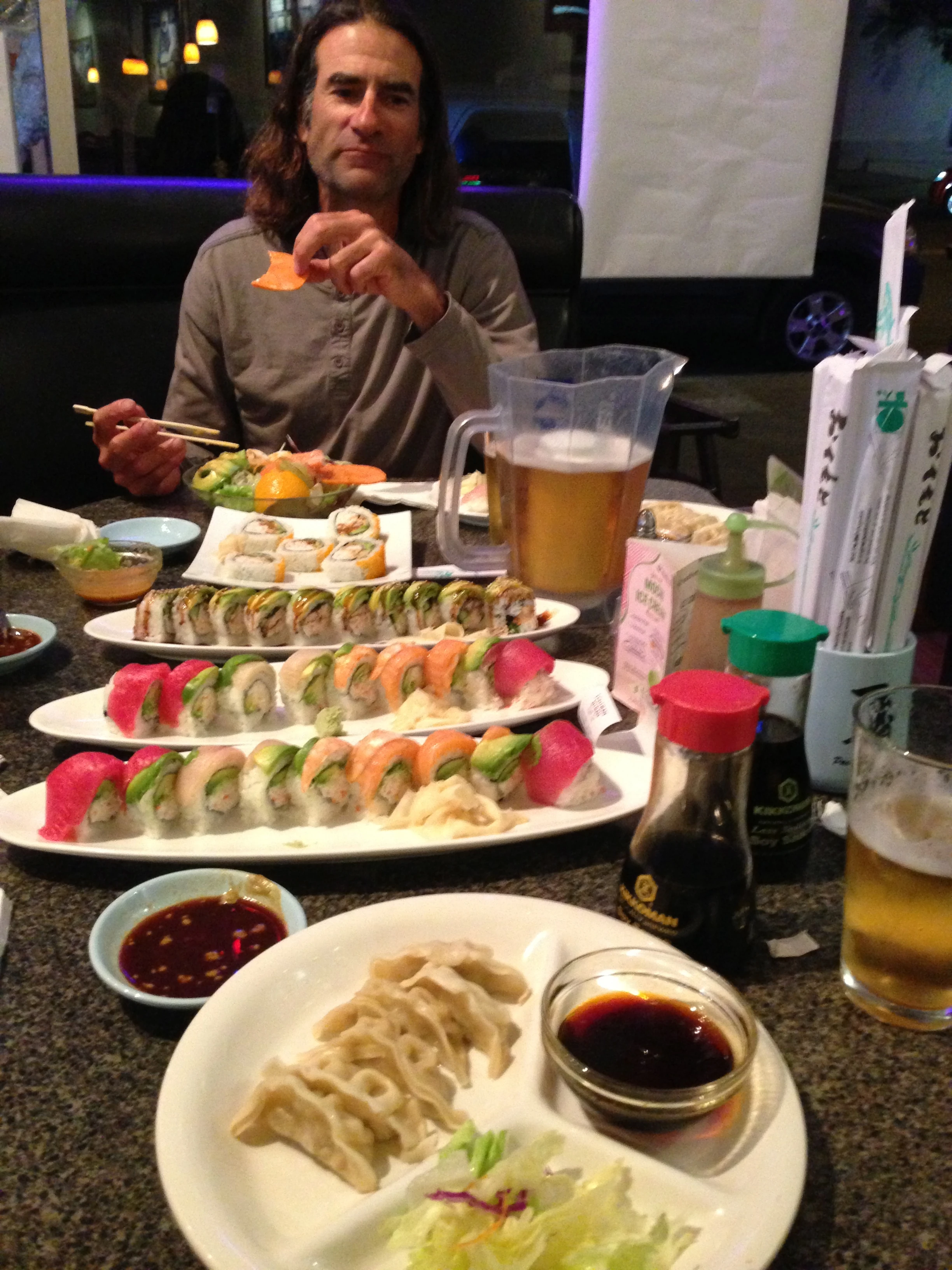 Last meal of each trip is at Ichiban in PB. Sue and Don always order an unbelievable amount of sushi.