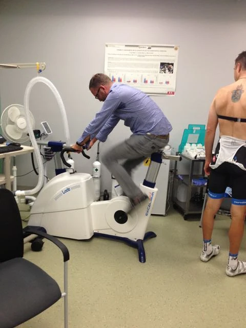 And Jonathan testing out the ergometer.