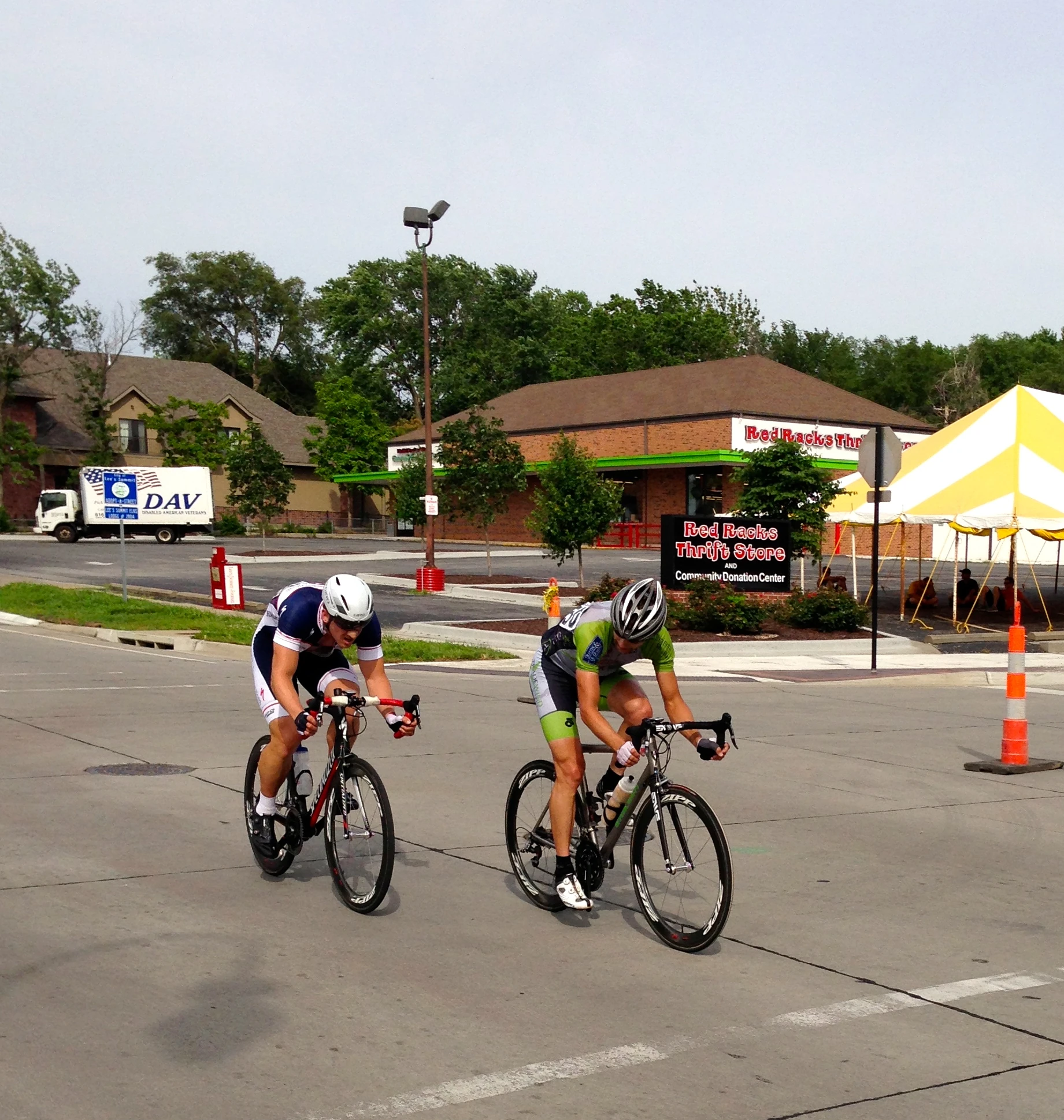 Brian and Lee yesteray, knocking heads.