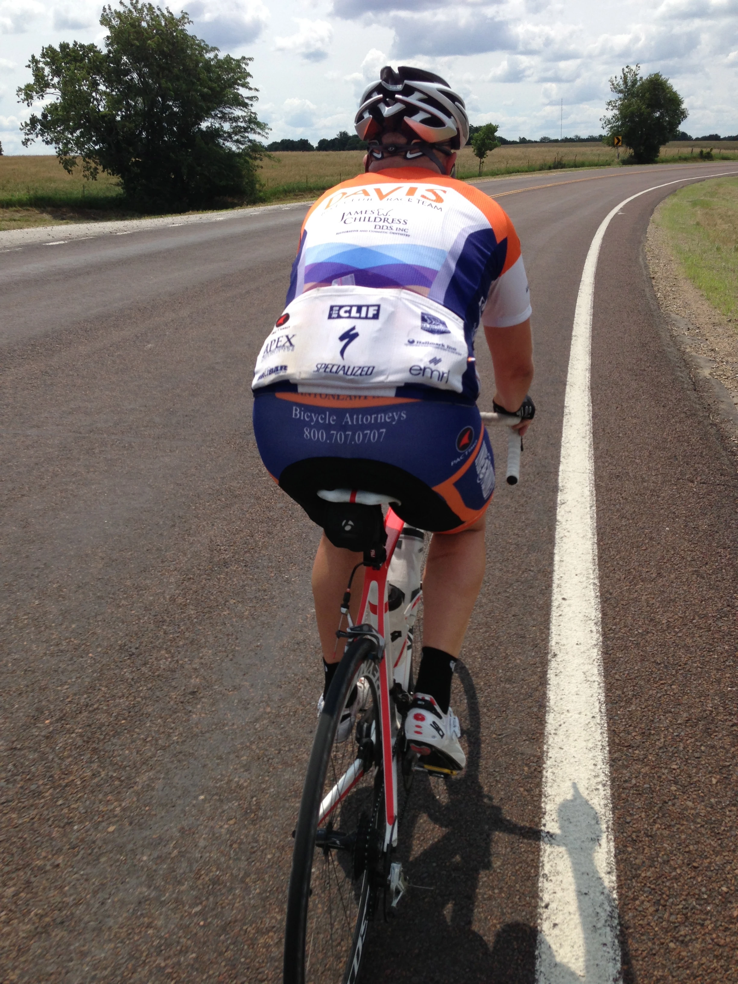 Scott Anderson&rsquo;s behind. What I saw most of the ride over to Lawrence.