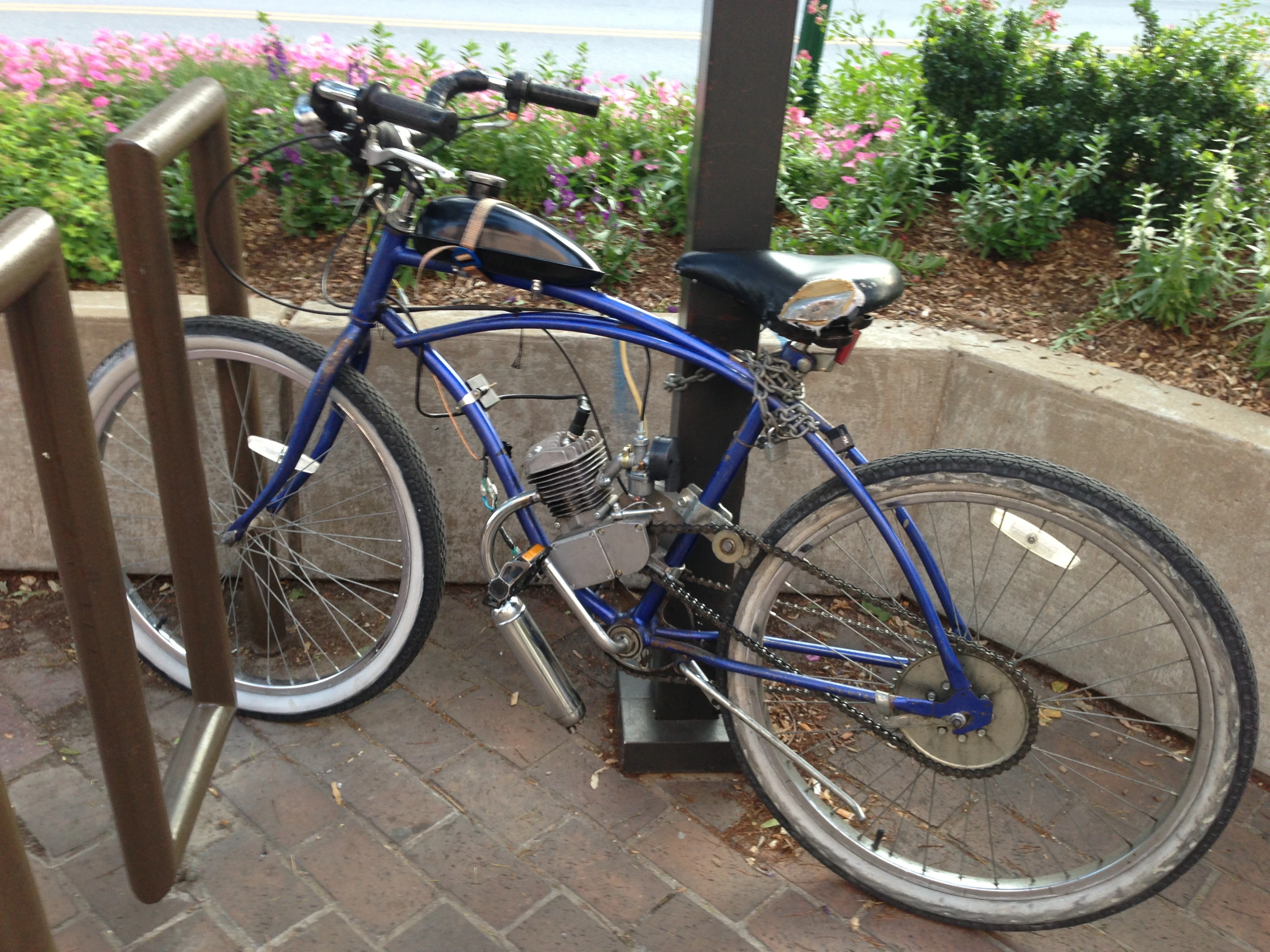 I saw this locked up on Mass. St. walking around after dinner. I&rsquo;m not sure if it was homemade or a kit.