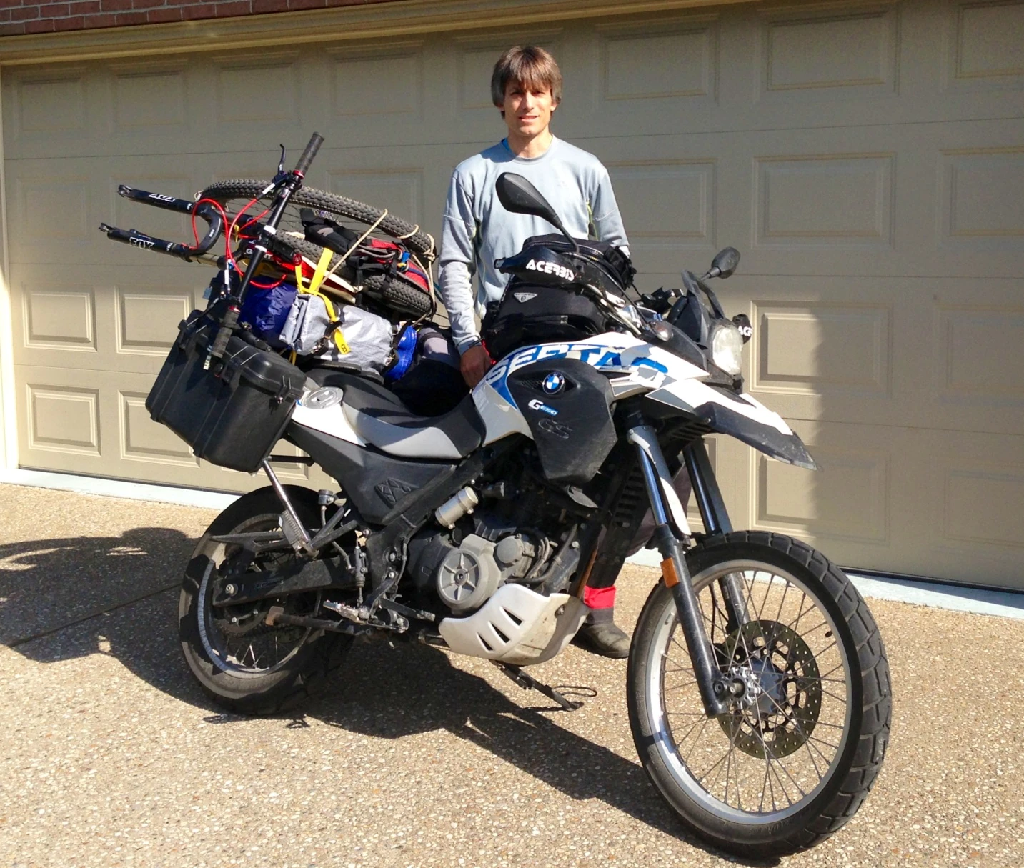 This is my friend Karl from Louisville. I rode a bunch with him up in Cable and he was telling me about a trip to Tsali in August. Got this photo today. Pretty cool way to head to off on a MTB trip. 