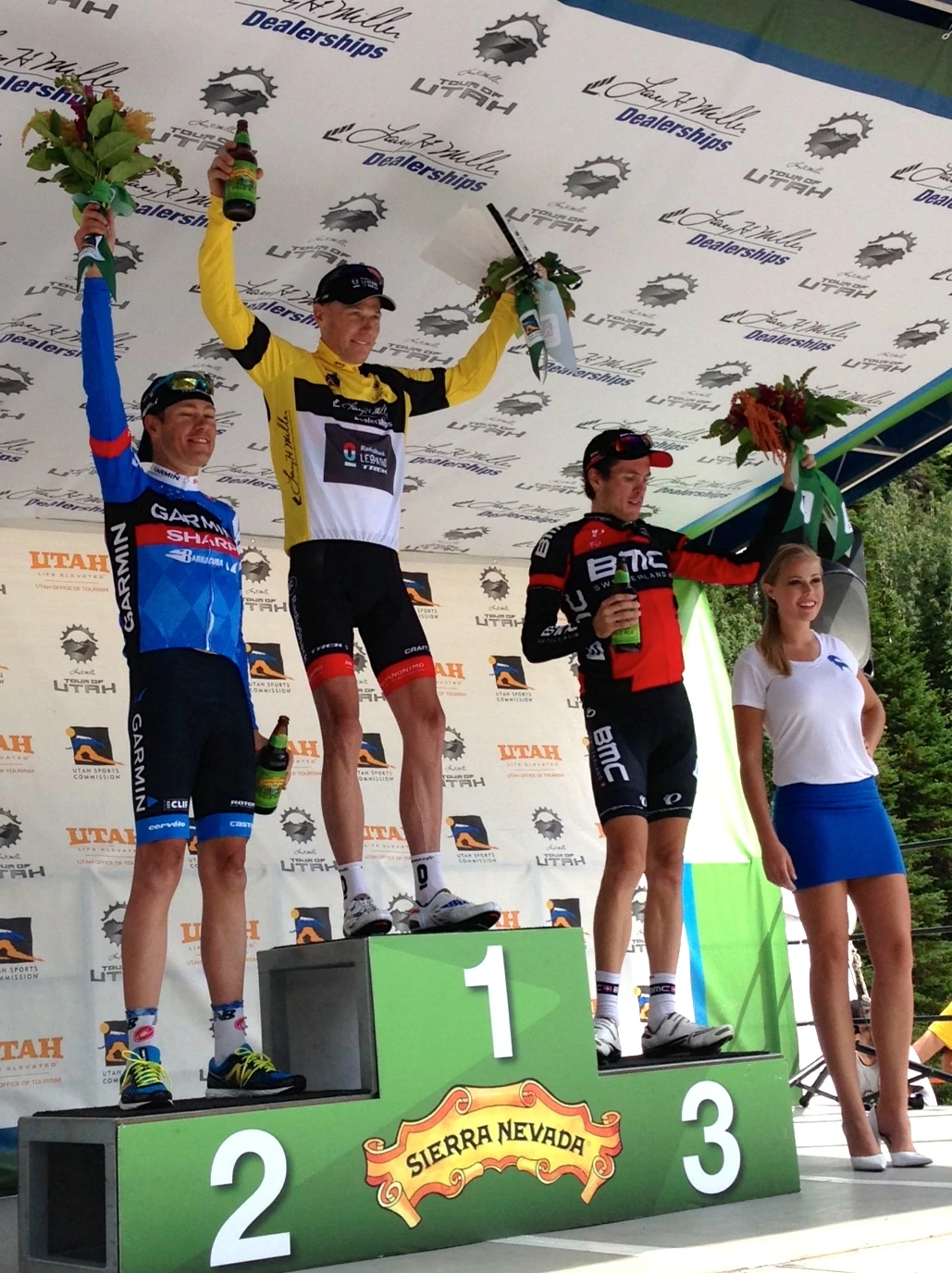 The podium from yesterday’s Tour of Utah with Chris Horner at the top.