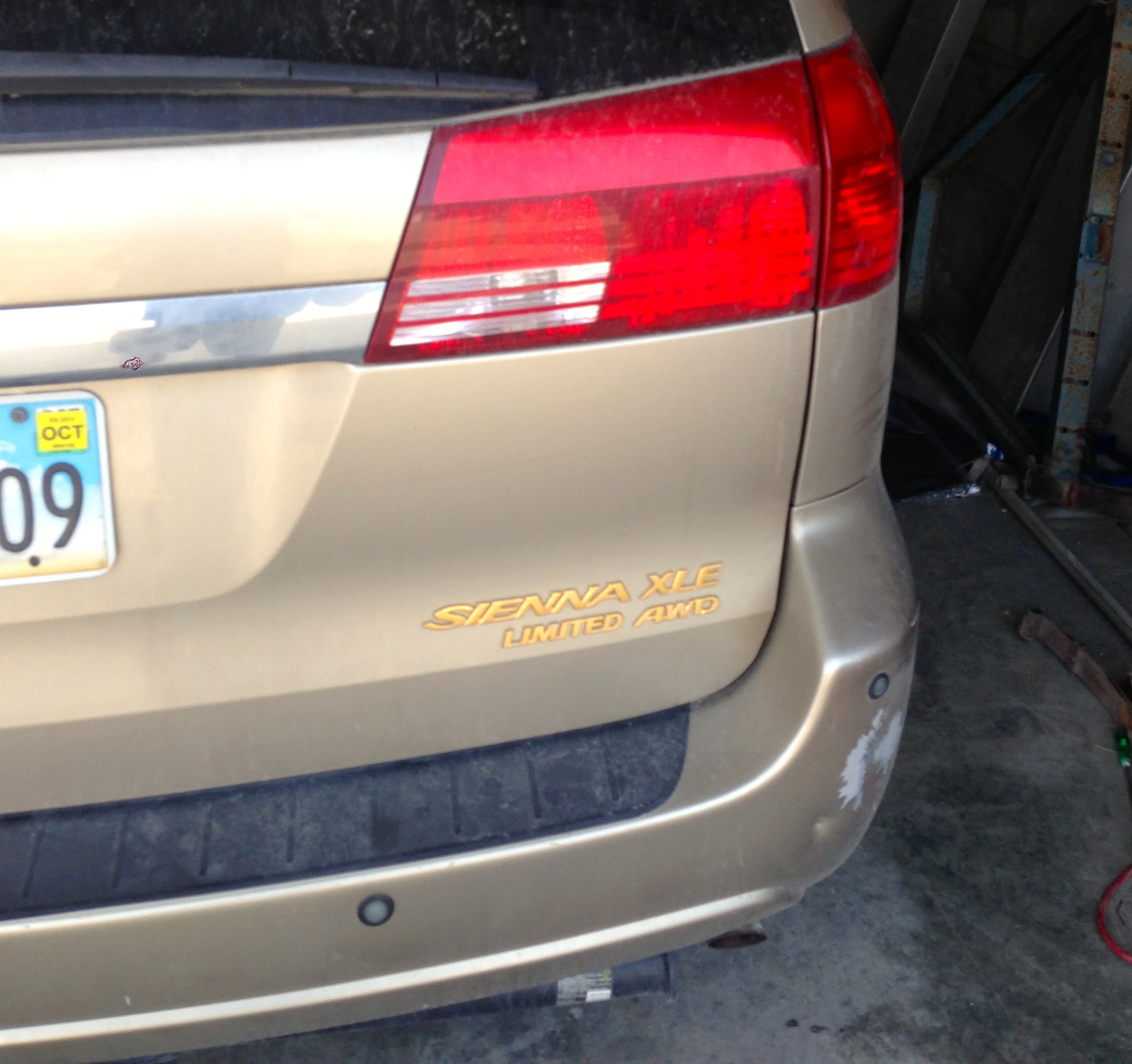 The van in the garage.