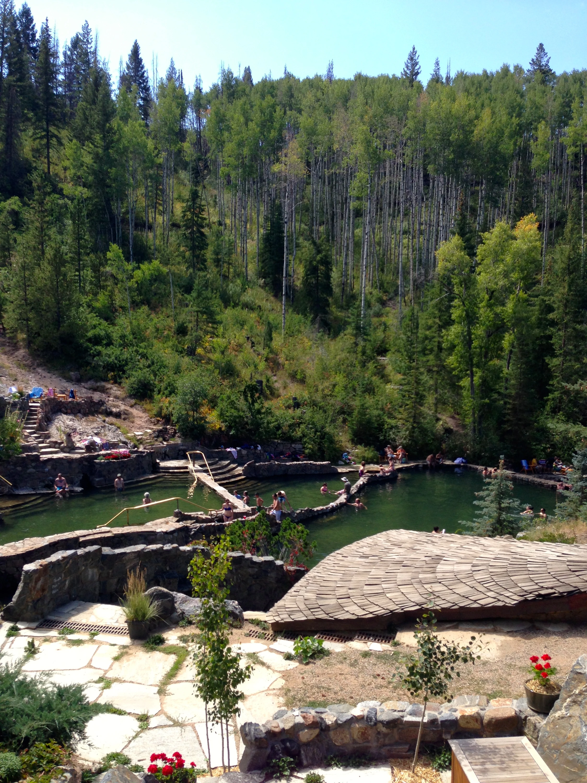 We rode back up the Hot Springs trail, which takes you by the Hot Springs. They are doing brisk business this weekend. 