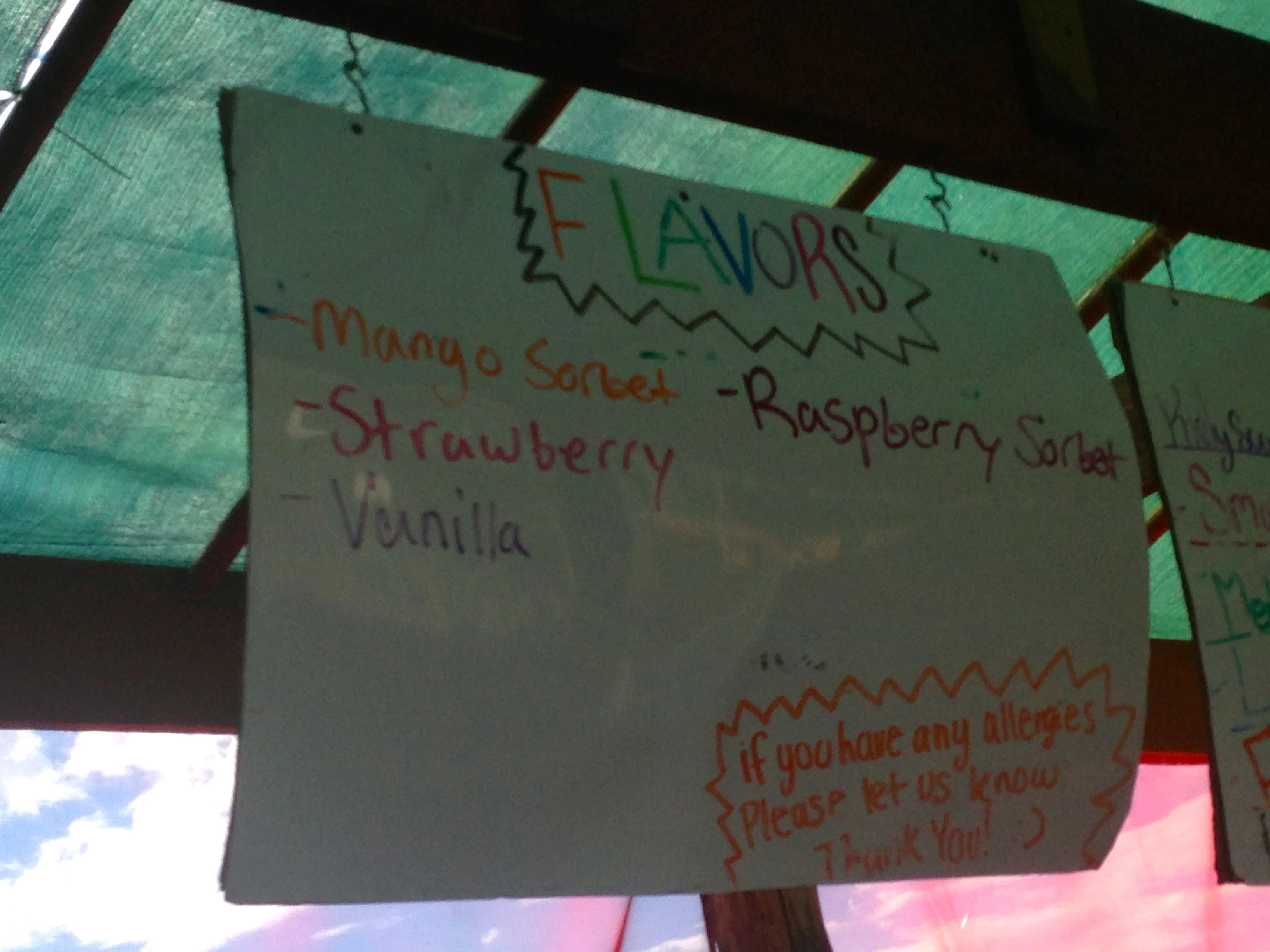 We stopped on the way home for ice cream and saw this sign. I was wondering what allergies they wanted to know about, shellfish, penicillin?