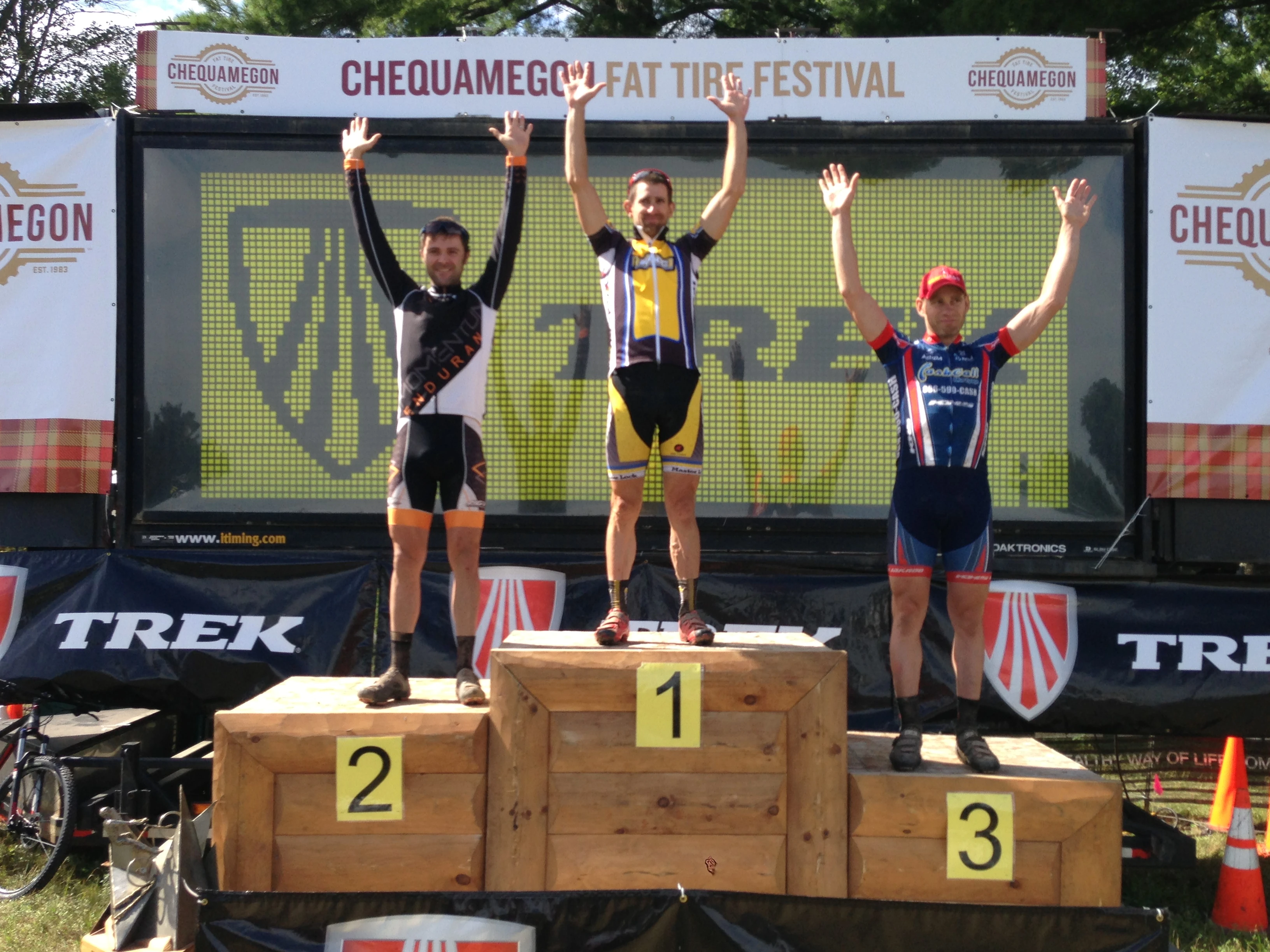 Men&rsquo;s podium - TJ Woodruff 3rd, Brian Matter, 1st, Michael Olheiser, 3rd.
