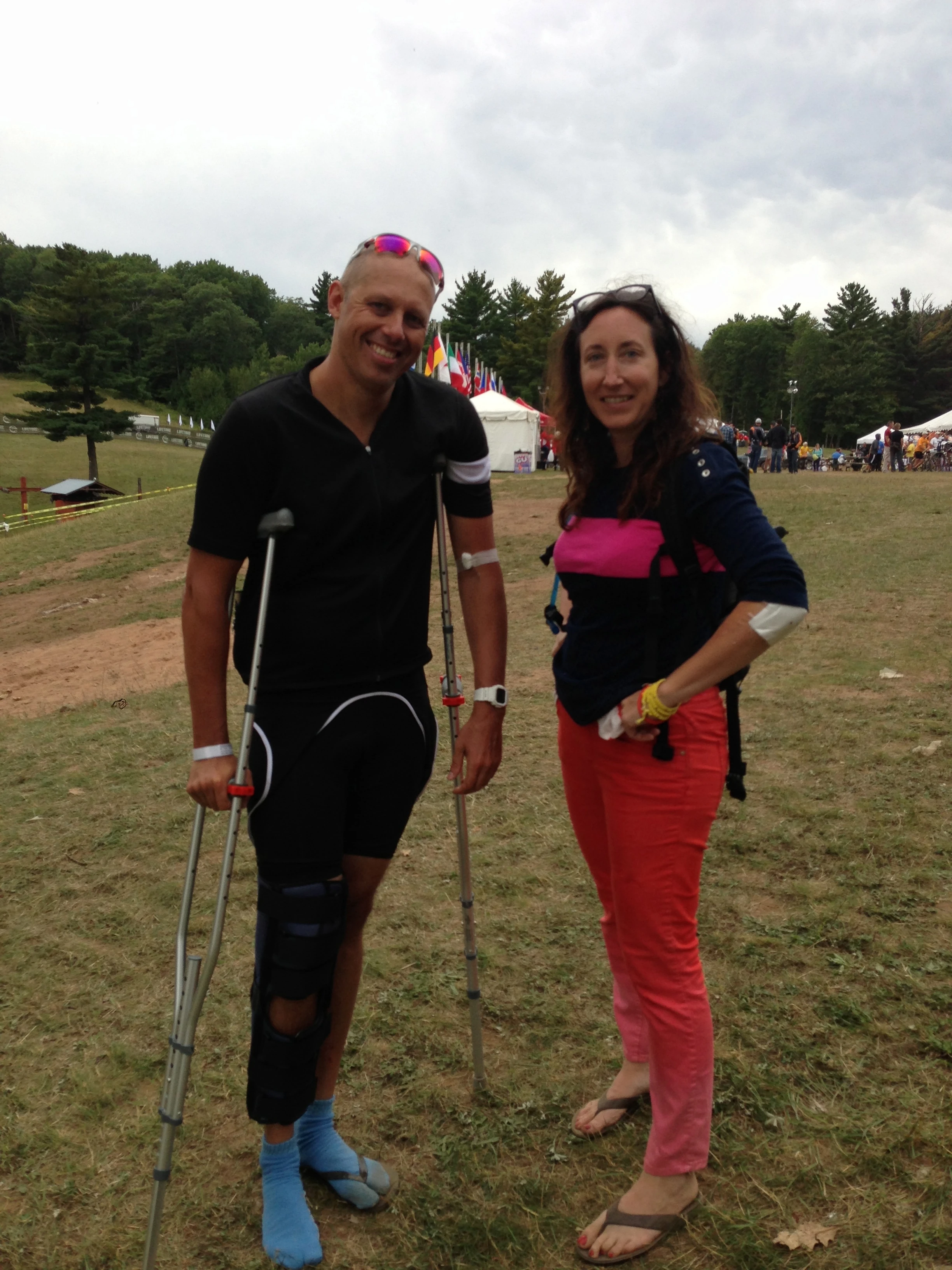 These two are what the sport is all about. They both fell, had to be hauled out of the woods, spent most of the day at the hospital and were at the awards ceremony as happy as clams. One suspected torn ACL and all was good. Couldn&rsquo;t wait to get back at it. Perfect.