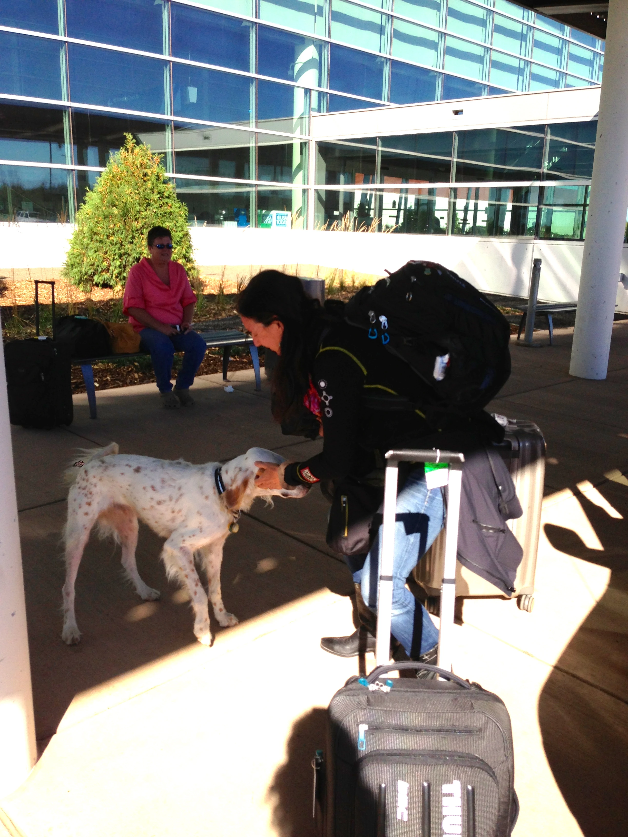 Trudi at the airport with Bromont.