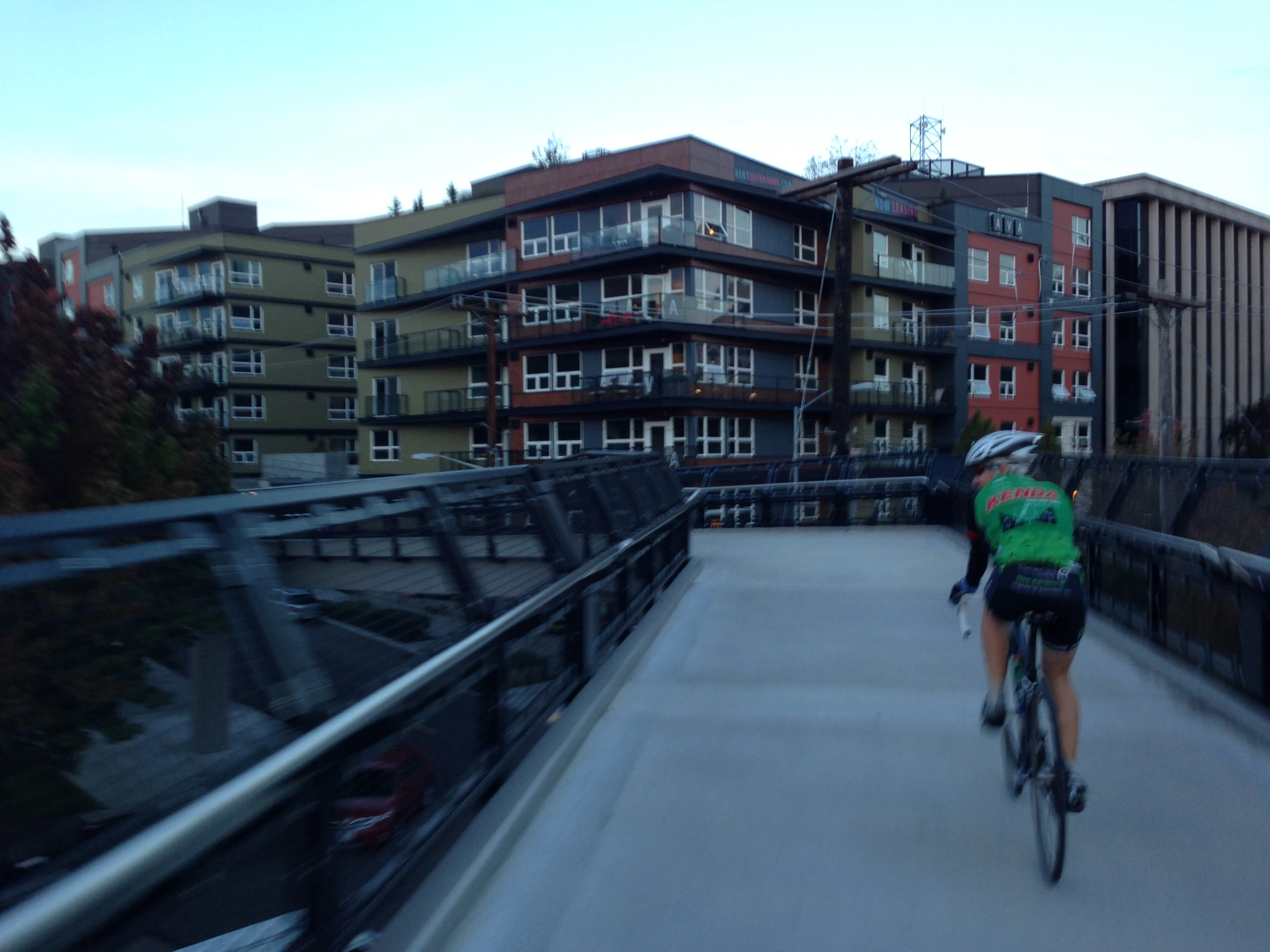 On the bike path heading back. Catherine&rsquo;s temporary housing is in the building just ahead.