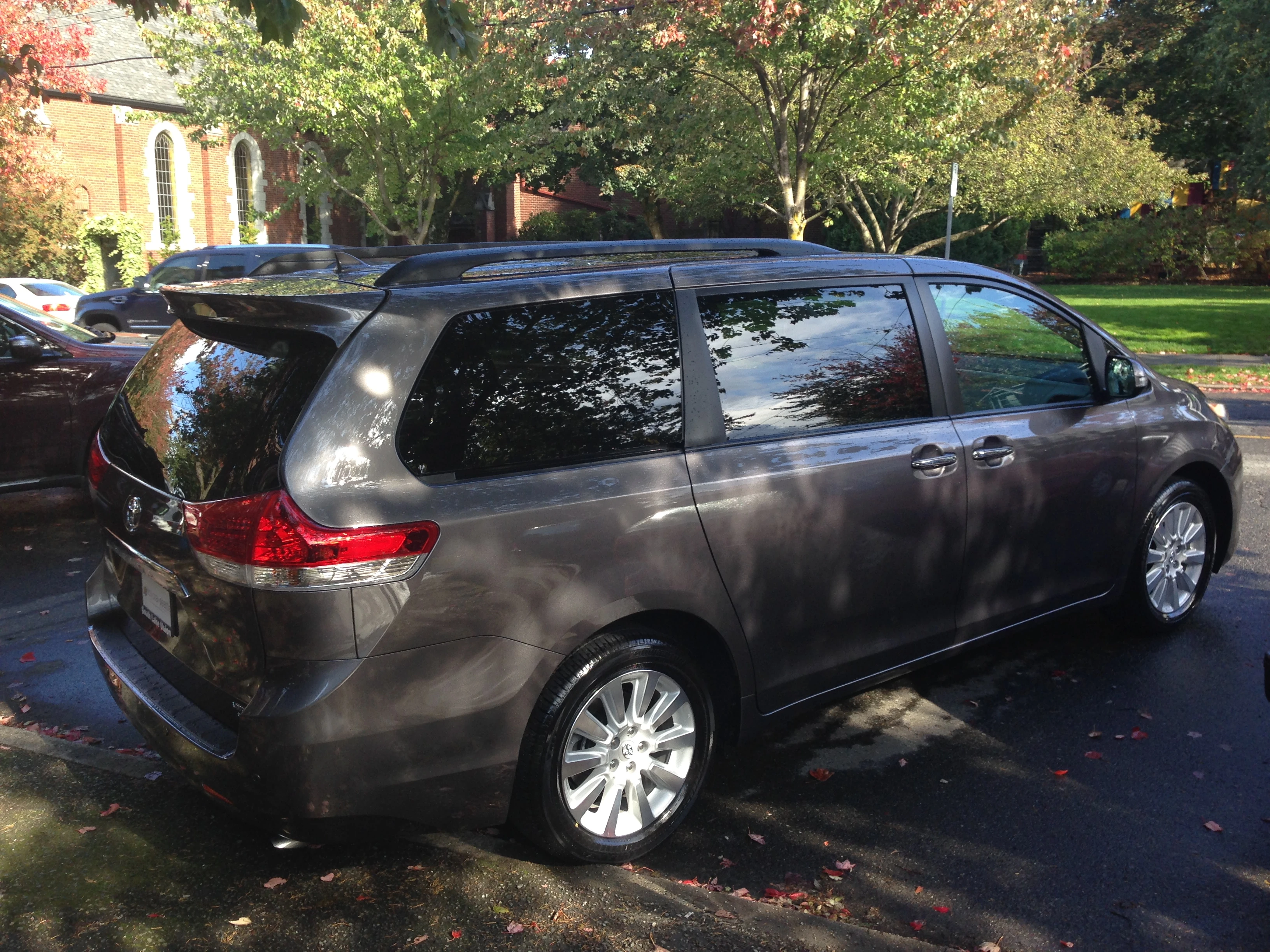 Catherine picked up her new company car yesterday. It&rsquo;s an AWD Toyota Sienna. When she told the human resources person at her new job that is what she wanted, they thought it was a joke. It is a very nice car.