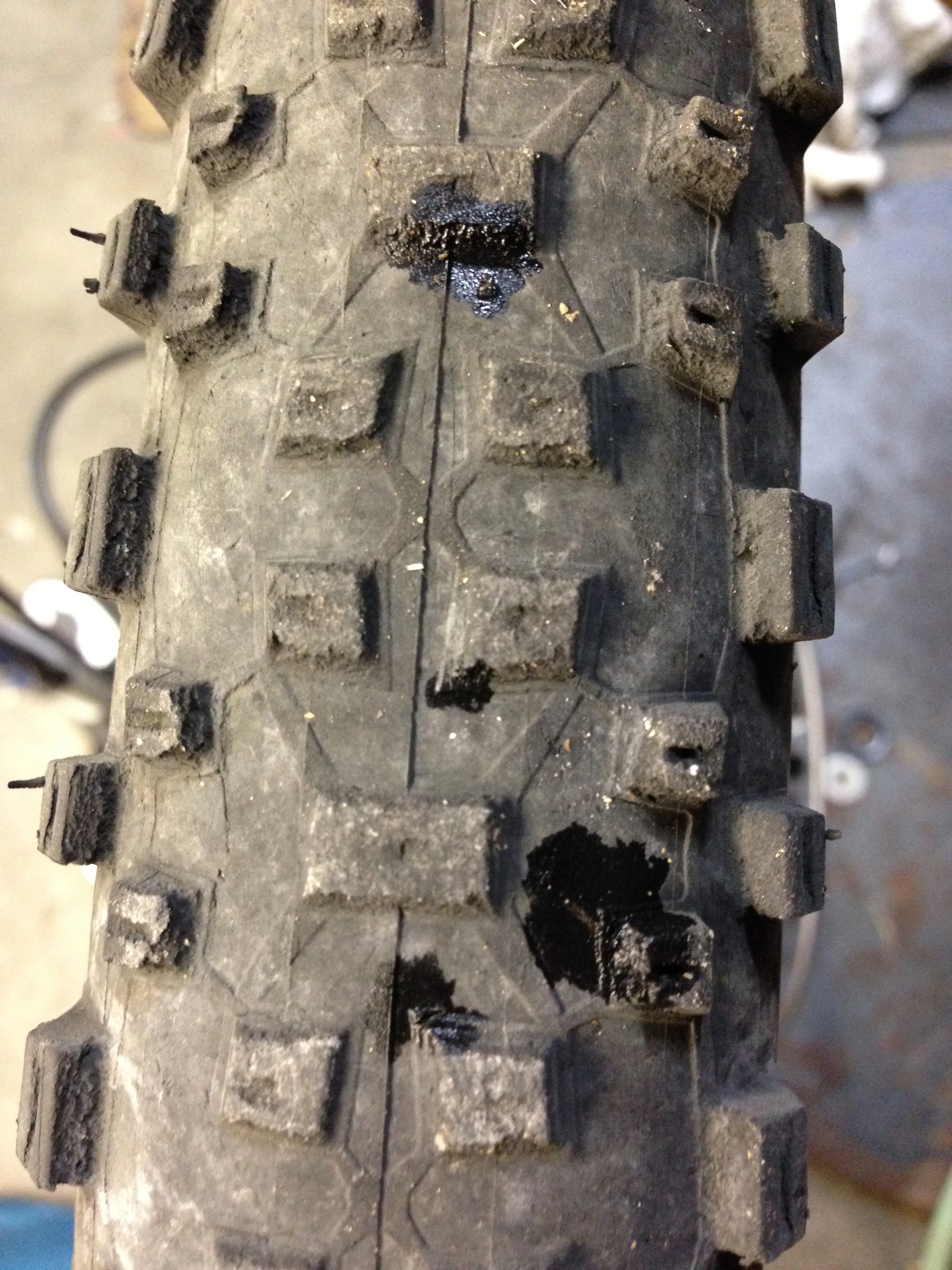 I resealed my tires yesterday and when I went to get on my bike last night, the rear was leaking sealant in dozens of places. I&rsquo;ve never seen that before. I can&rsquo;t believe that there are that many cuts in the tire, but there is no other explanation.