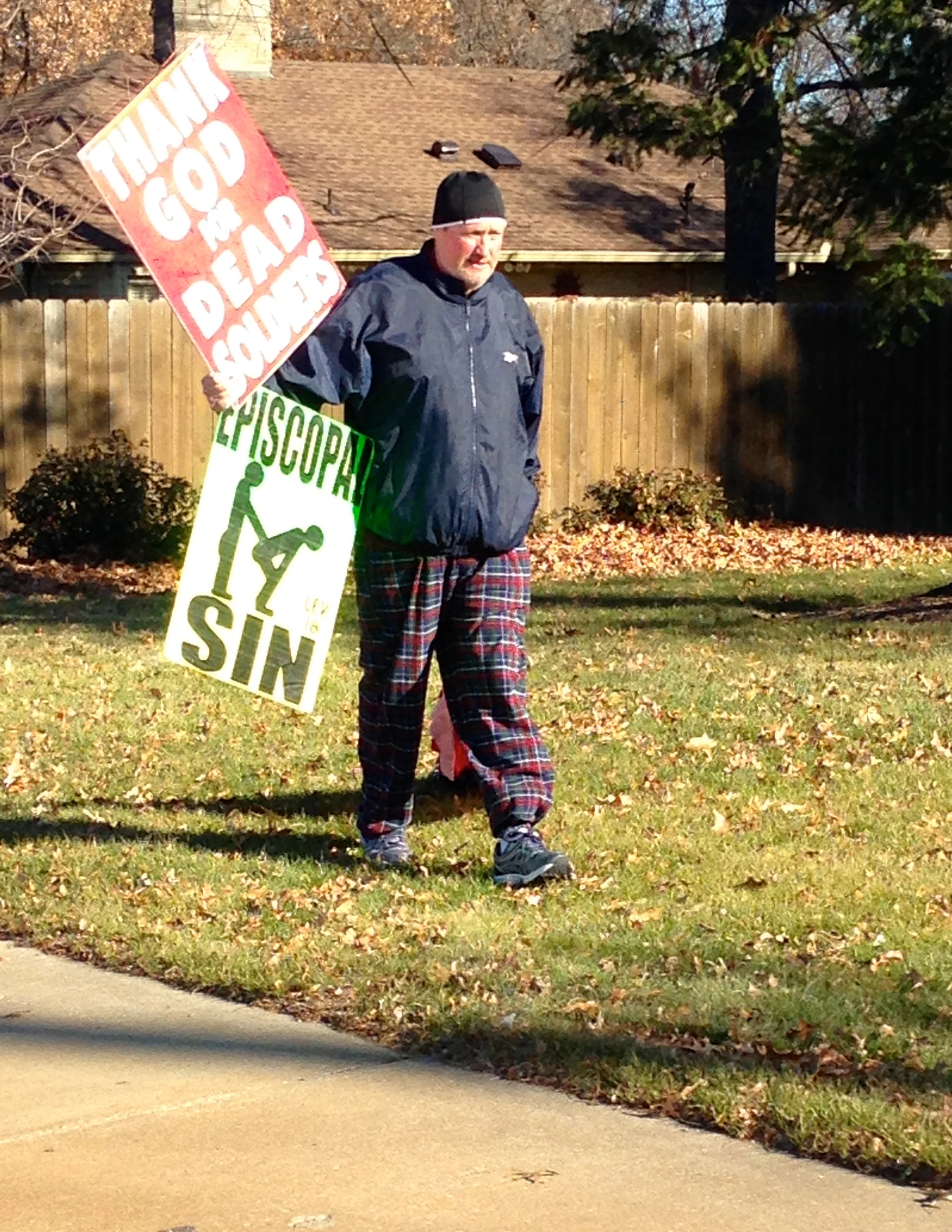 Riding out of town, I saw this Phelps idiot, doing his thing on Thanksgiving.