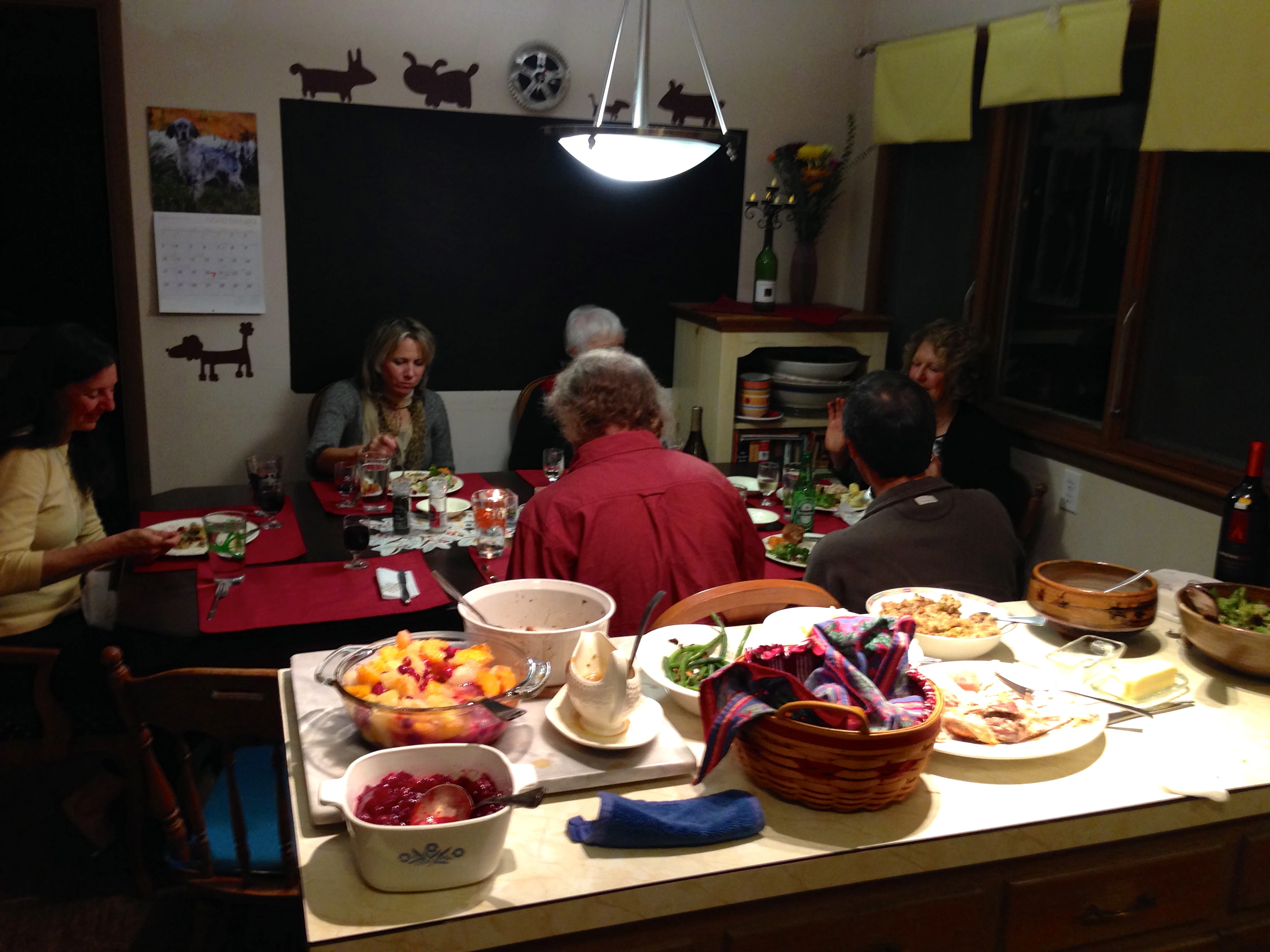 I was so late that veryone was already eating when I got back from getting my phone.