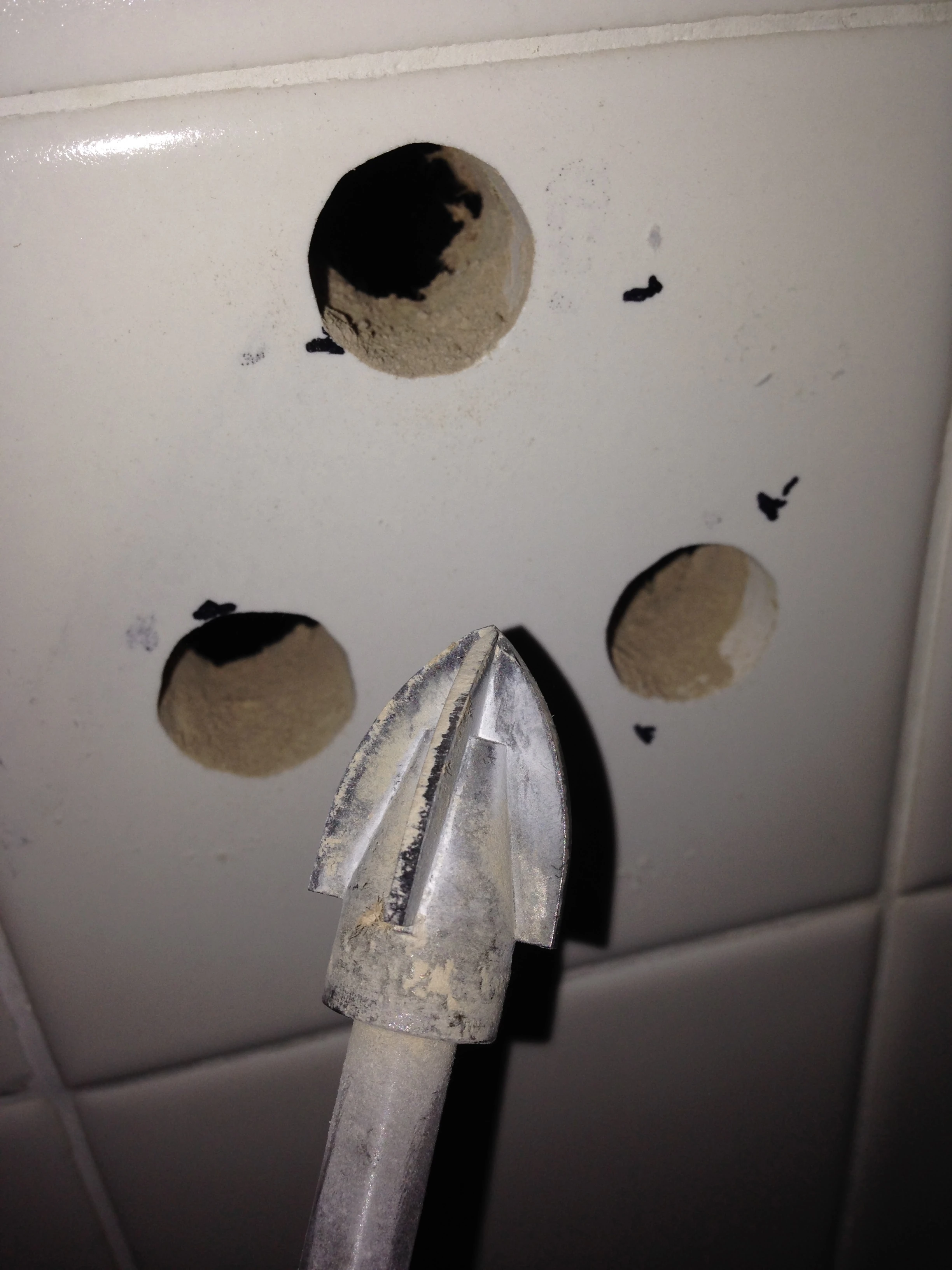 Just getting this 3/4" carbide bit was worth doing the project. It drilled through tile like butter. Pretty gigantic holes though.