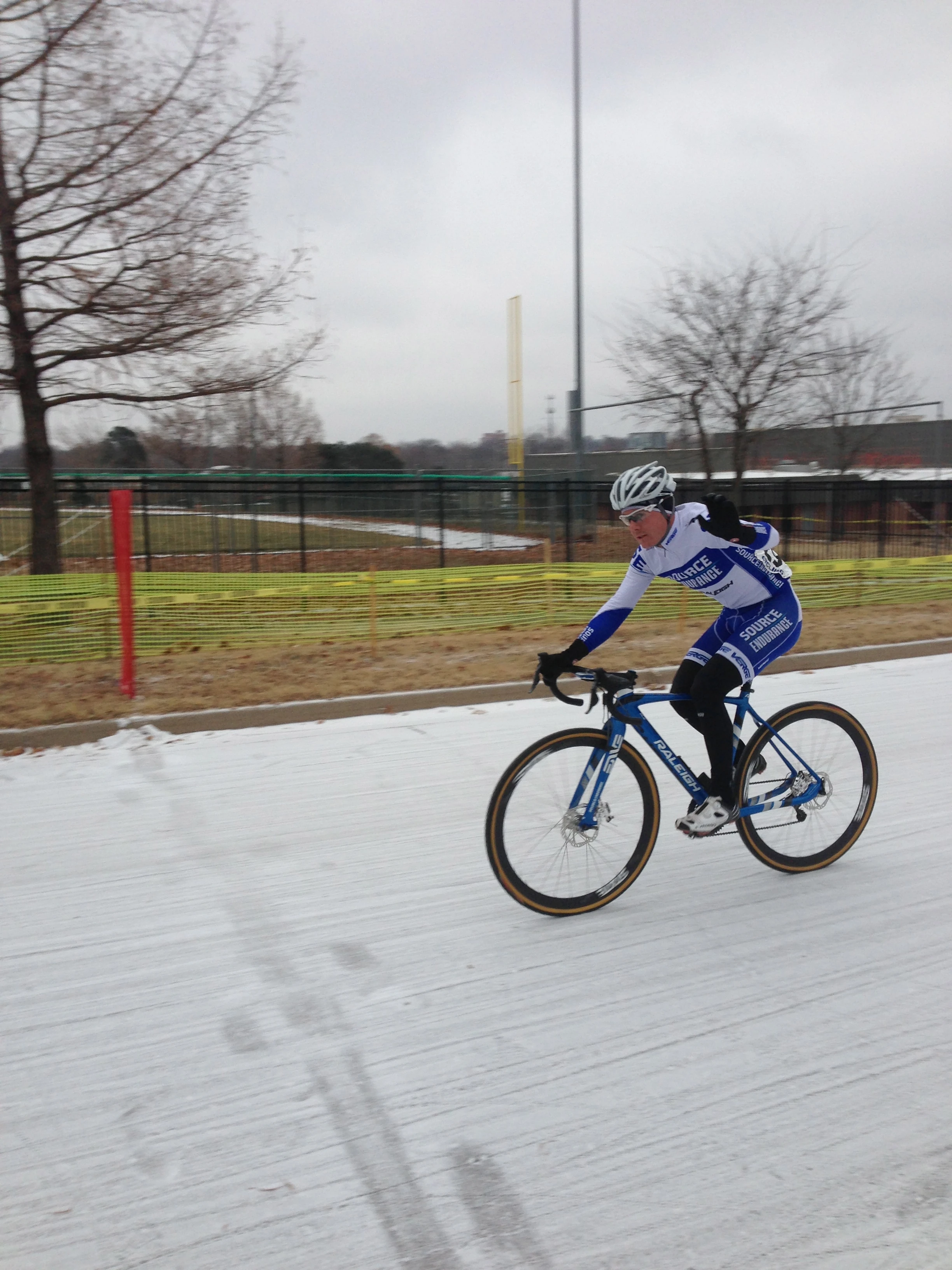 Joseph Schmalz winning the 1/2 race. He is state Champion on the road, criterium and now cyclocross. A clean sweep.