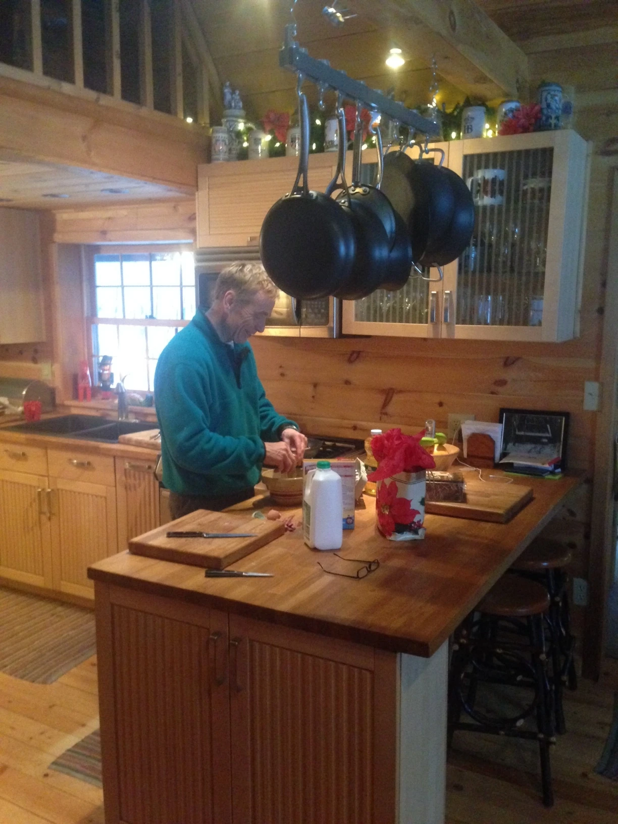 Dennis starting his &ldquo;famous&rdquo; pancakes.
