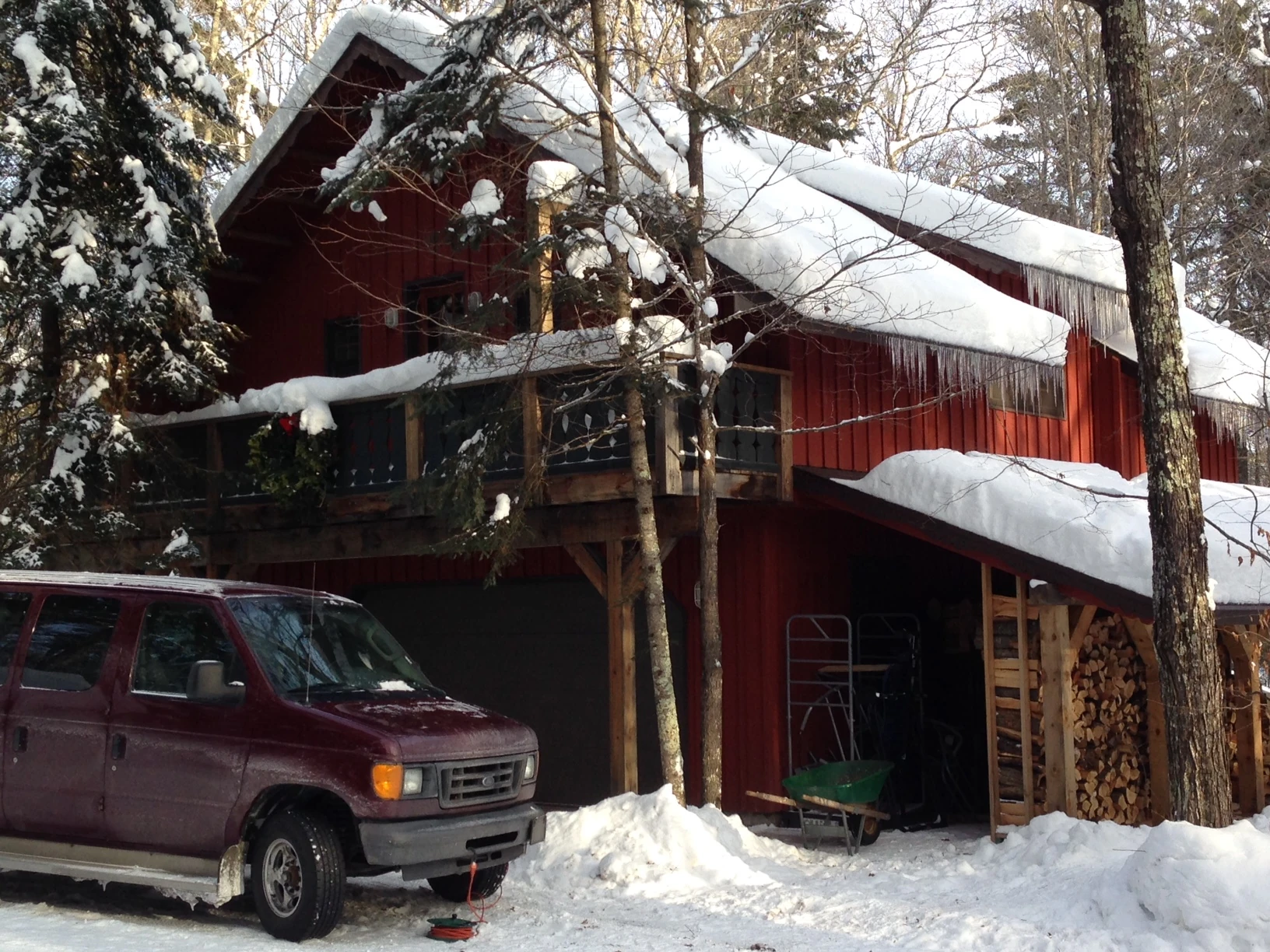 The Kansas Garage. Notice my van is plugged in. It started right up at -28.