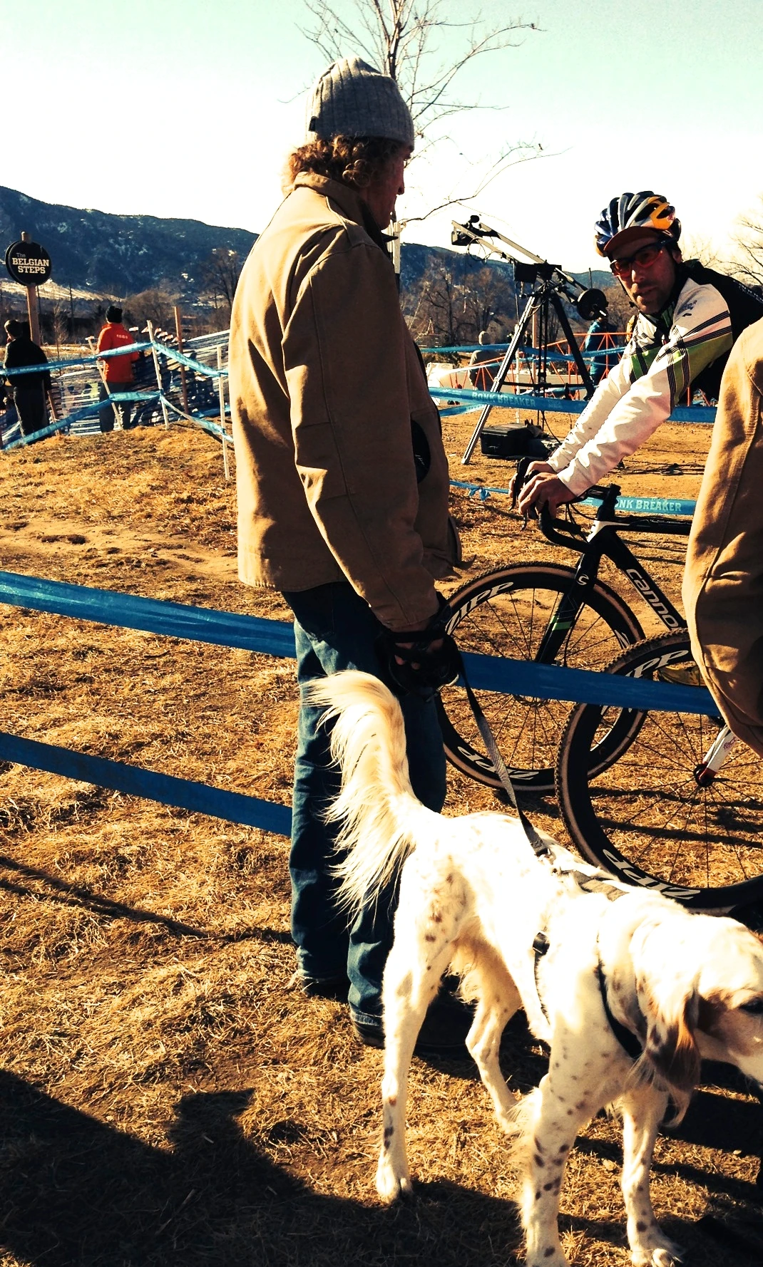 Talking to Tim Johnson before the start.