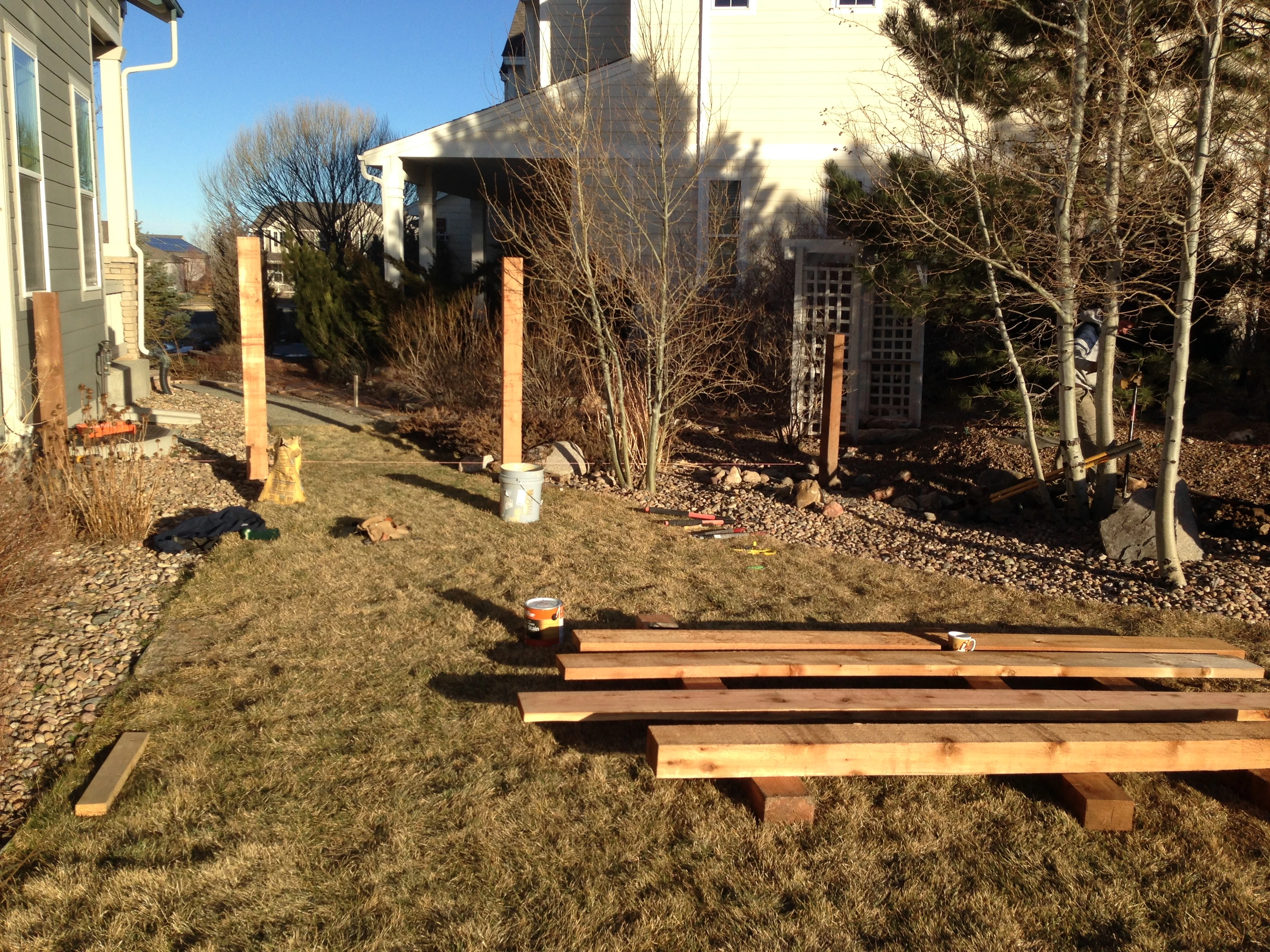 I blew the yard with an electric blower and the snow melted pretty good yesterday. The posts for the gate we tried to get as deep as possible. These are maybe 3 feet in.