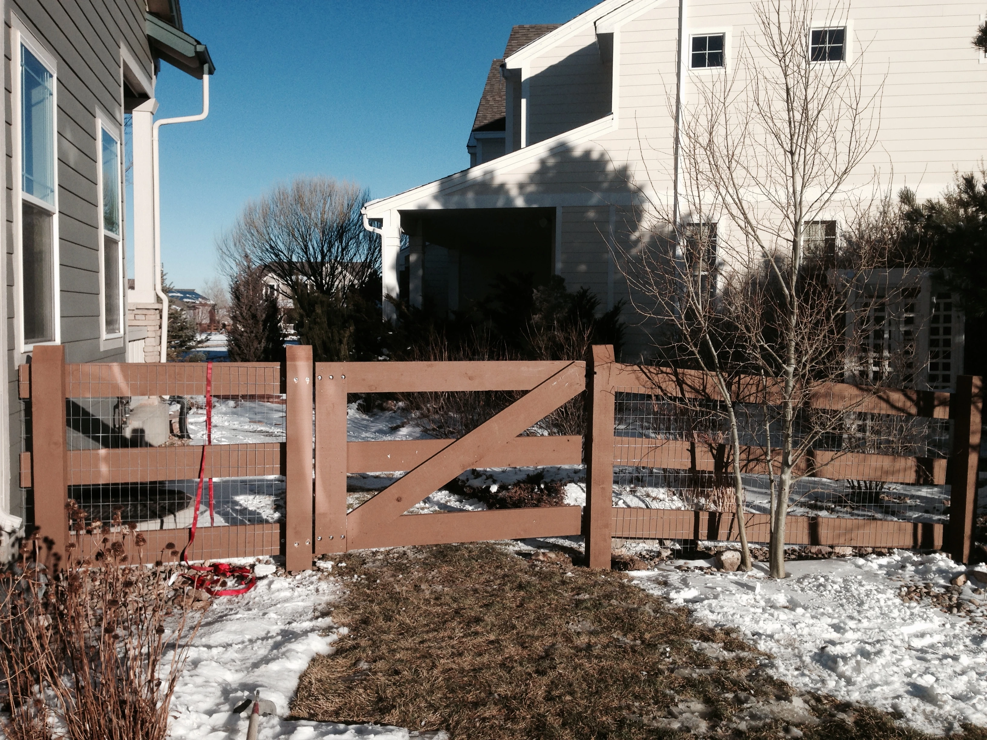 Vincent made the gate. It is pretty sturdy. I hate gates after a year or two. We&rsquo;ll have to see about this one.