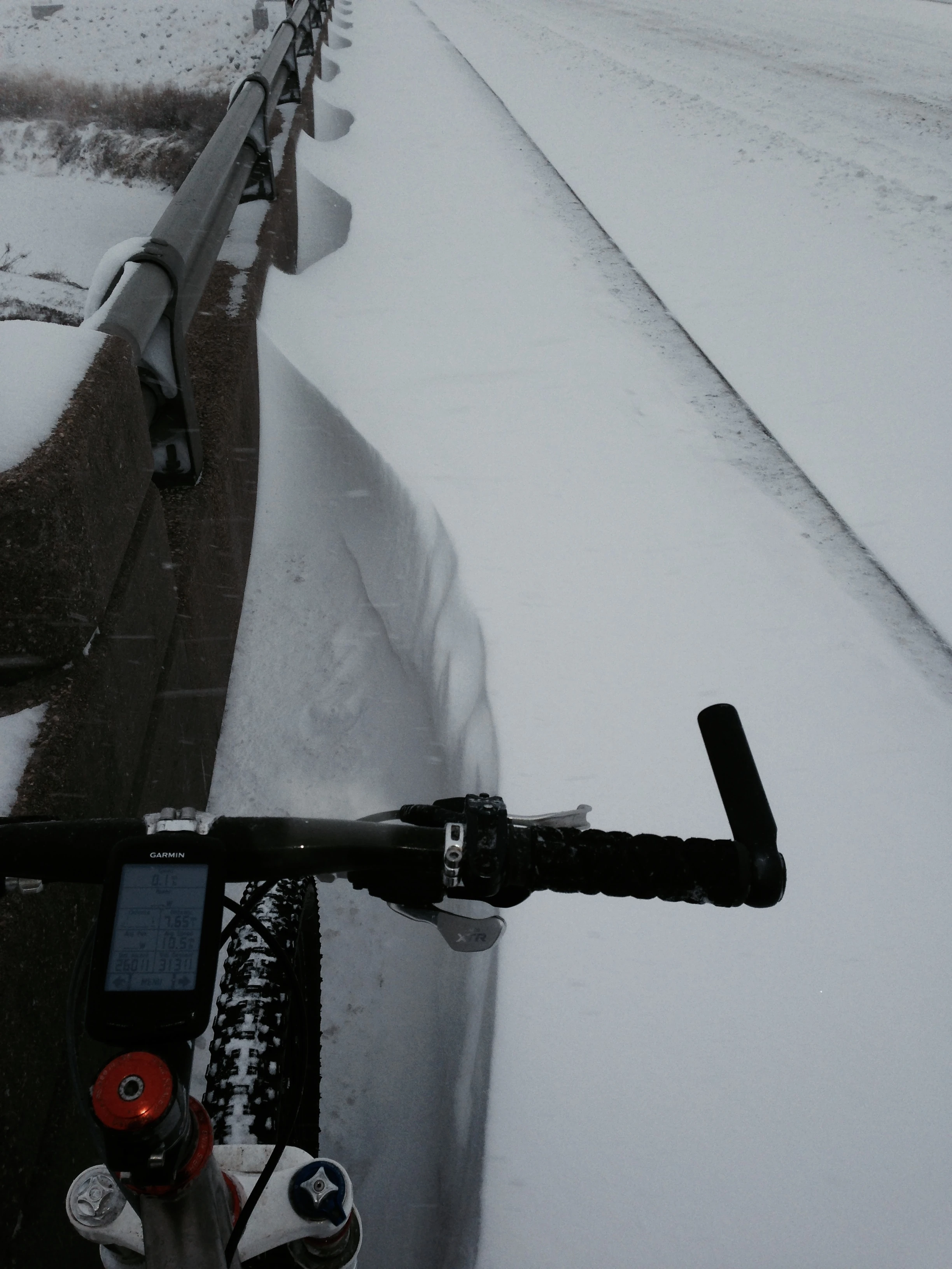 The drifts on the bridges on the bike path were prety deep.